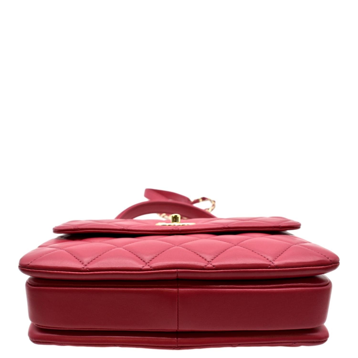 CHANEL Trendy CC Top Handle Flap Quilted Leather Shoulder Bag Red