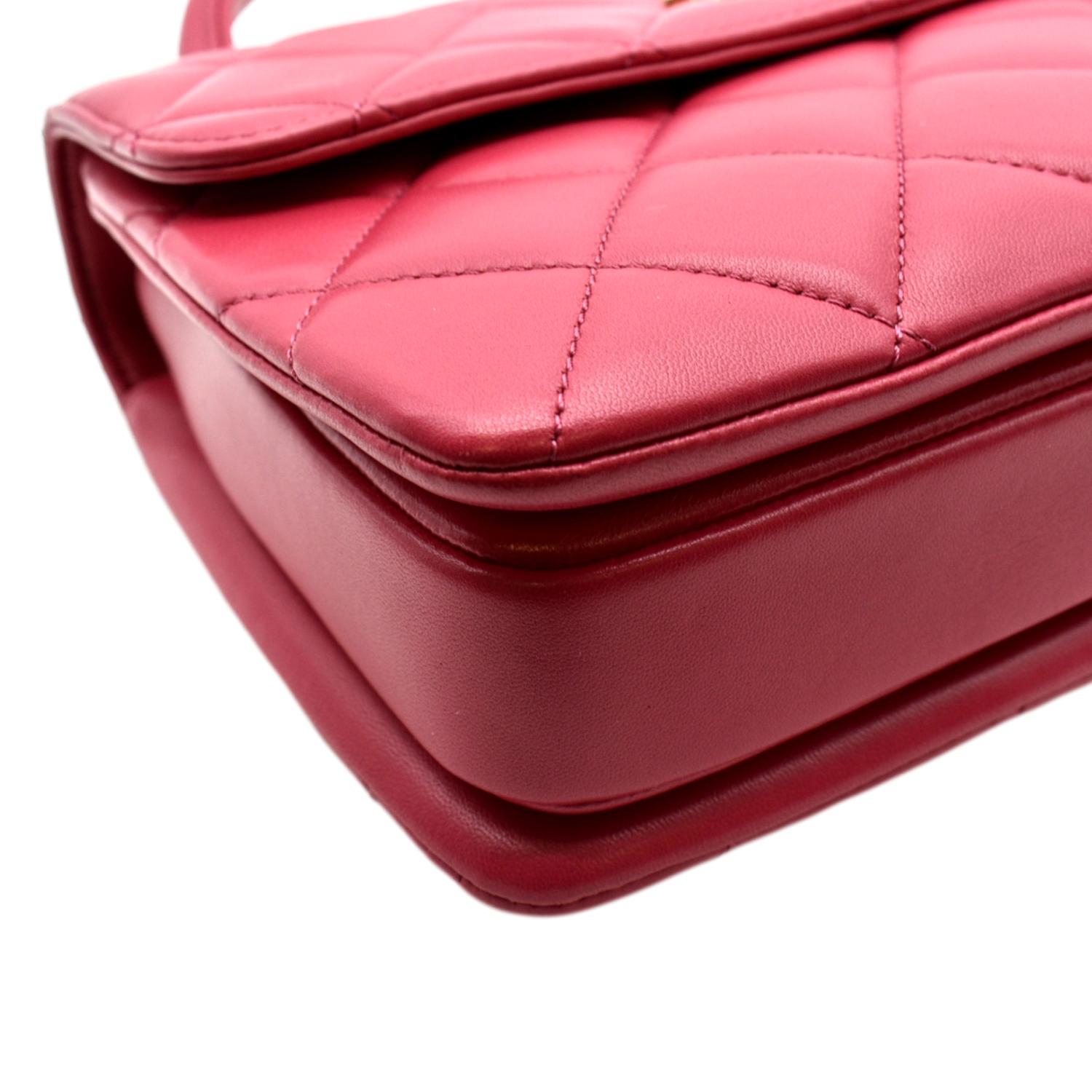 CHANEL Trendy CC Top Handle Flap Quilted Leather Shoulder Bag Red