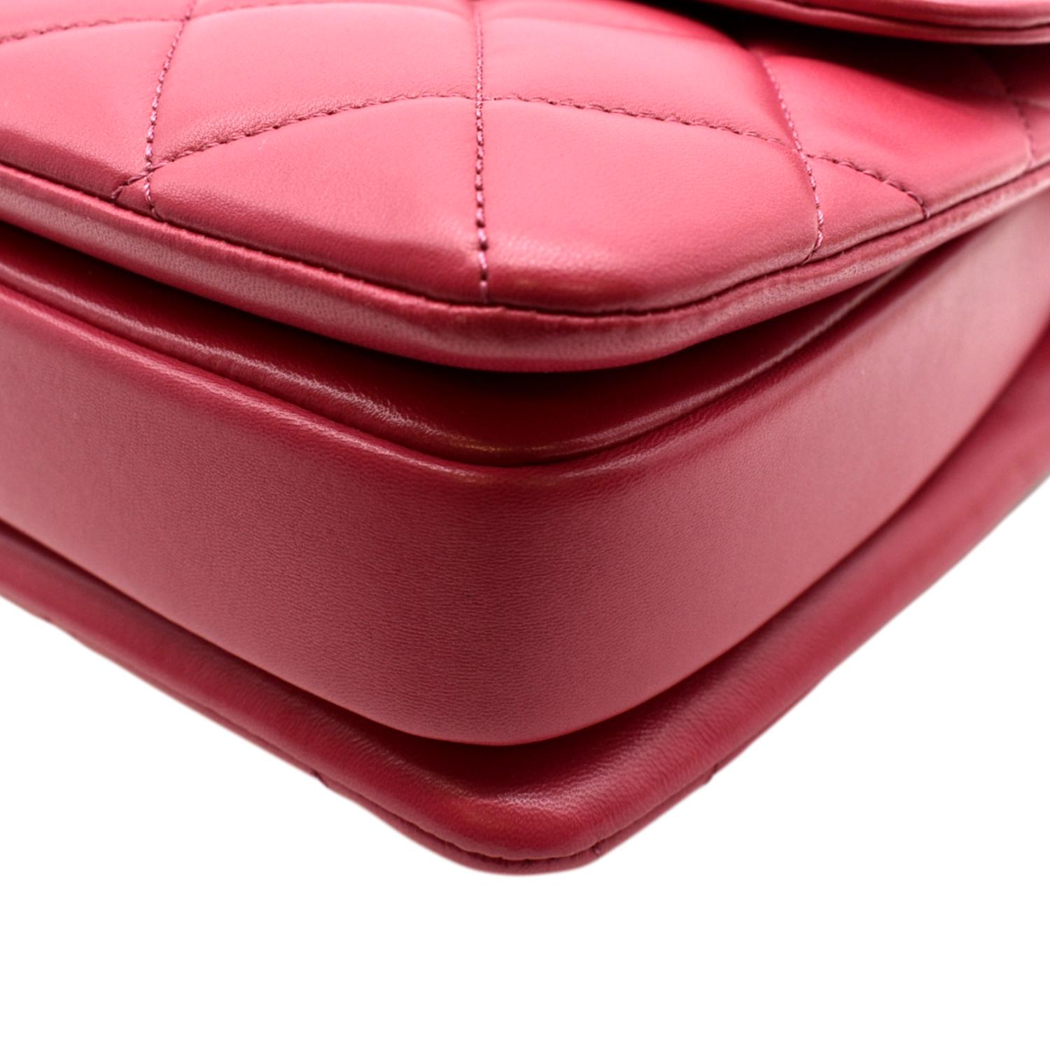 CHANEL Trendy CC Top Handle Flap Quilted Leather Shoulder Bag Red