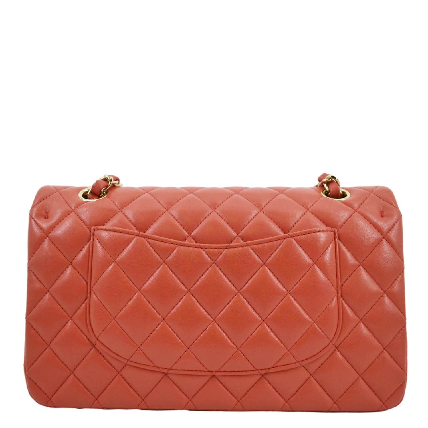 CHANEL Classic Medium Double Flap Quilted Leather Shoulder Bag Red