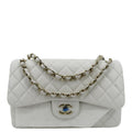 CHANEL Jumbo Double Flap Quilted Caviar Leather Shoulder Bag White