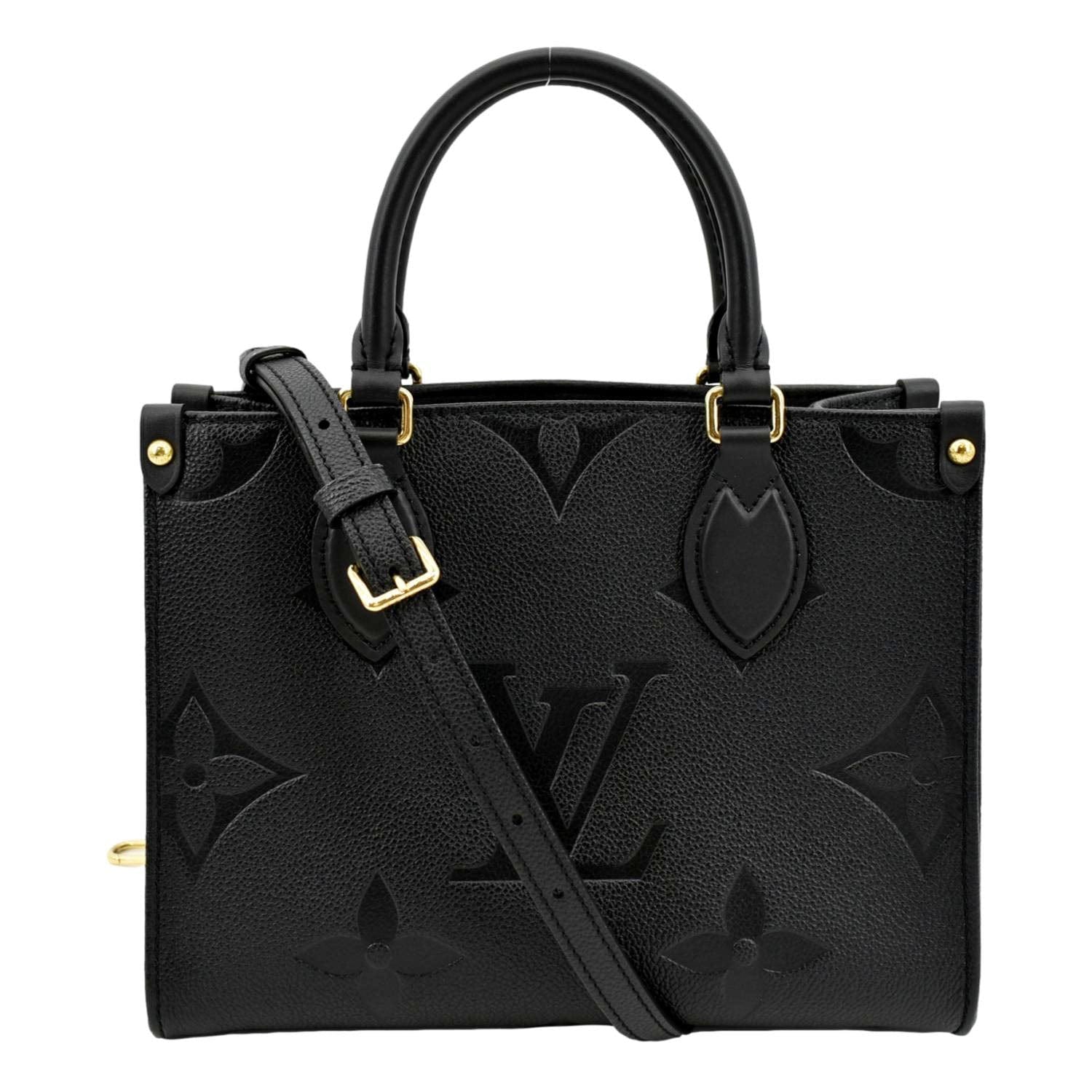 LOUIS VUITTON Onthego PM Monogram Empreinte Tote Shoulder Bag Black