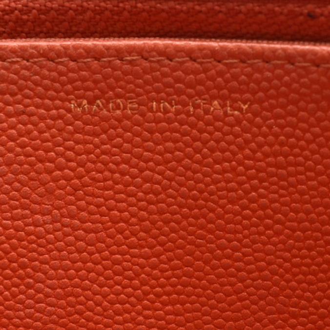 CHANEL WOC Quilted Caviar Leather Crossbody Wallet Red Orange