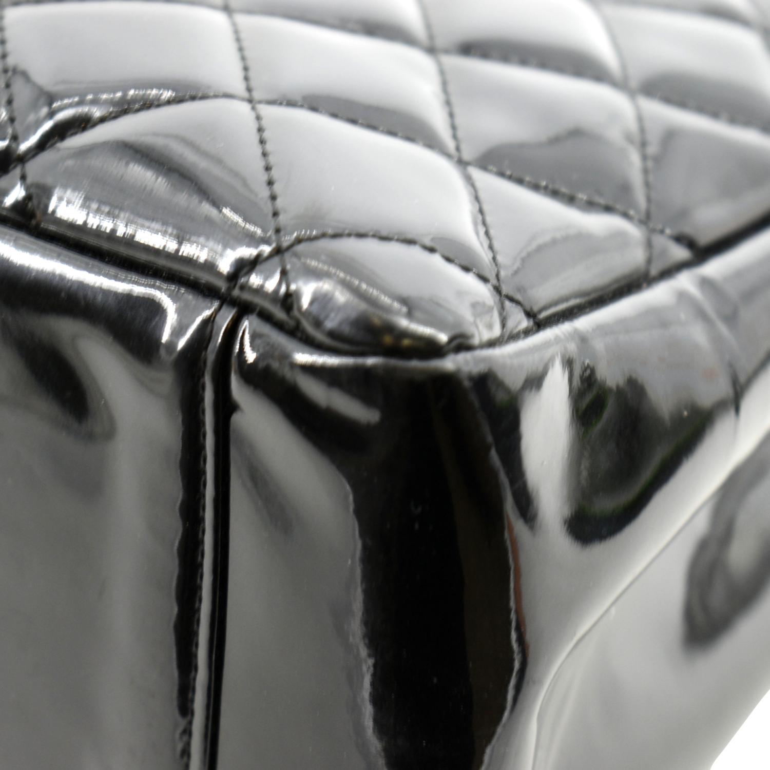 CHANEL Grand Shopping Patent Leather GST Tote Bag Black
