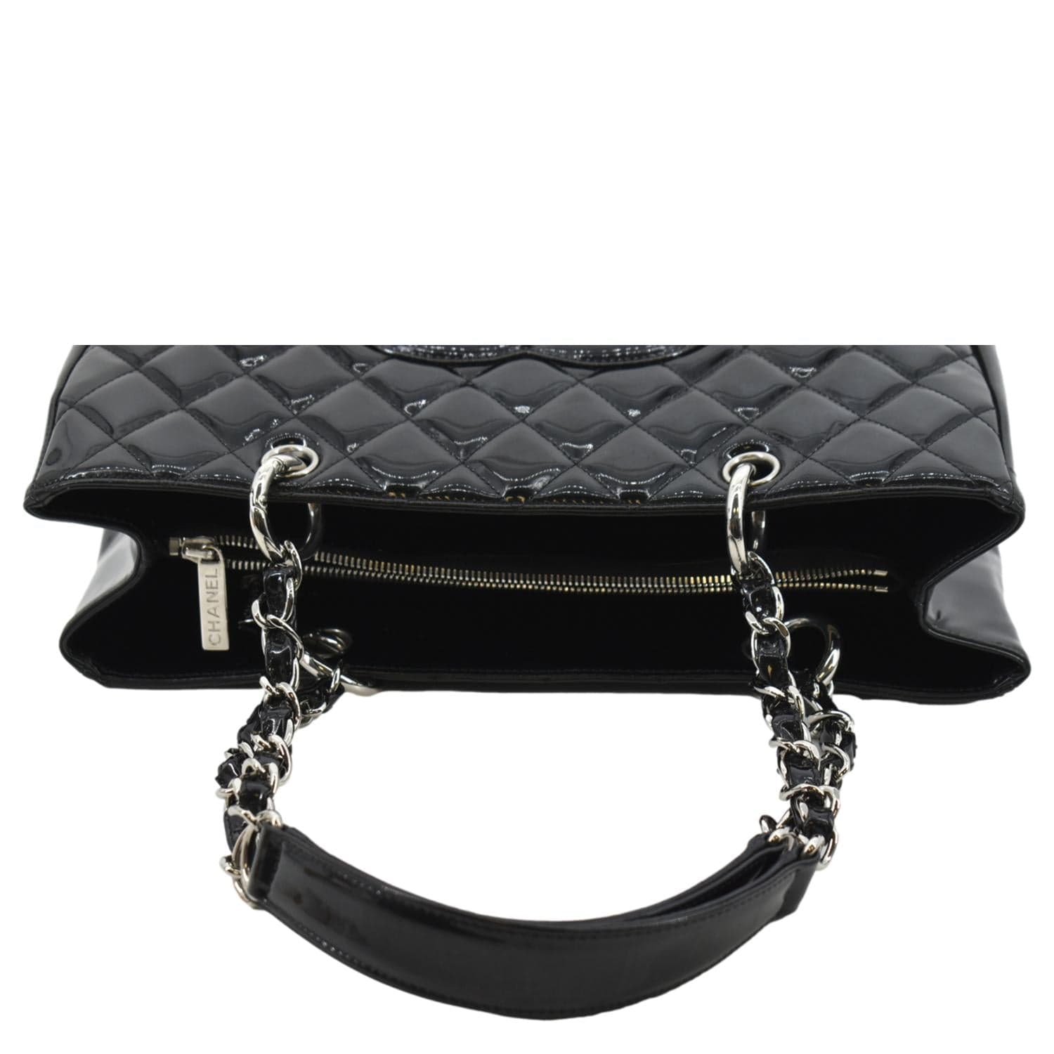 CHANEL Grand Shopping Patent Leather GST Tote Bag Black