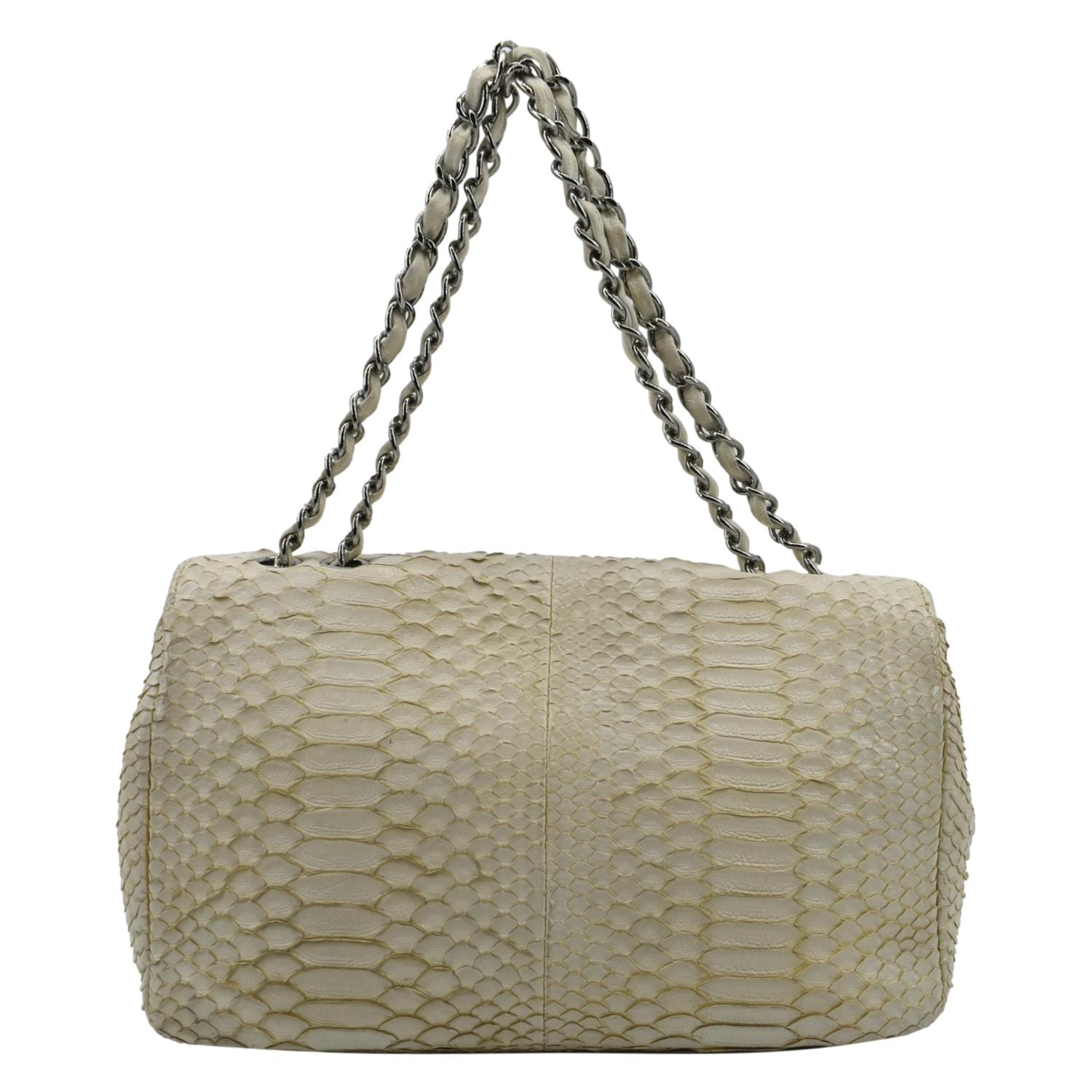 CHANEL Flap Python Leather Crossbody Bag Ivory