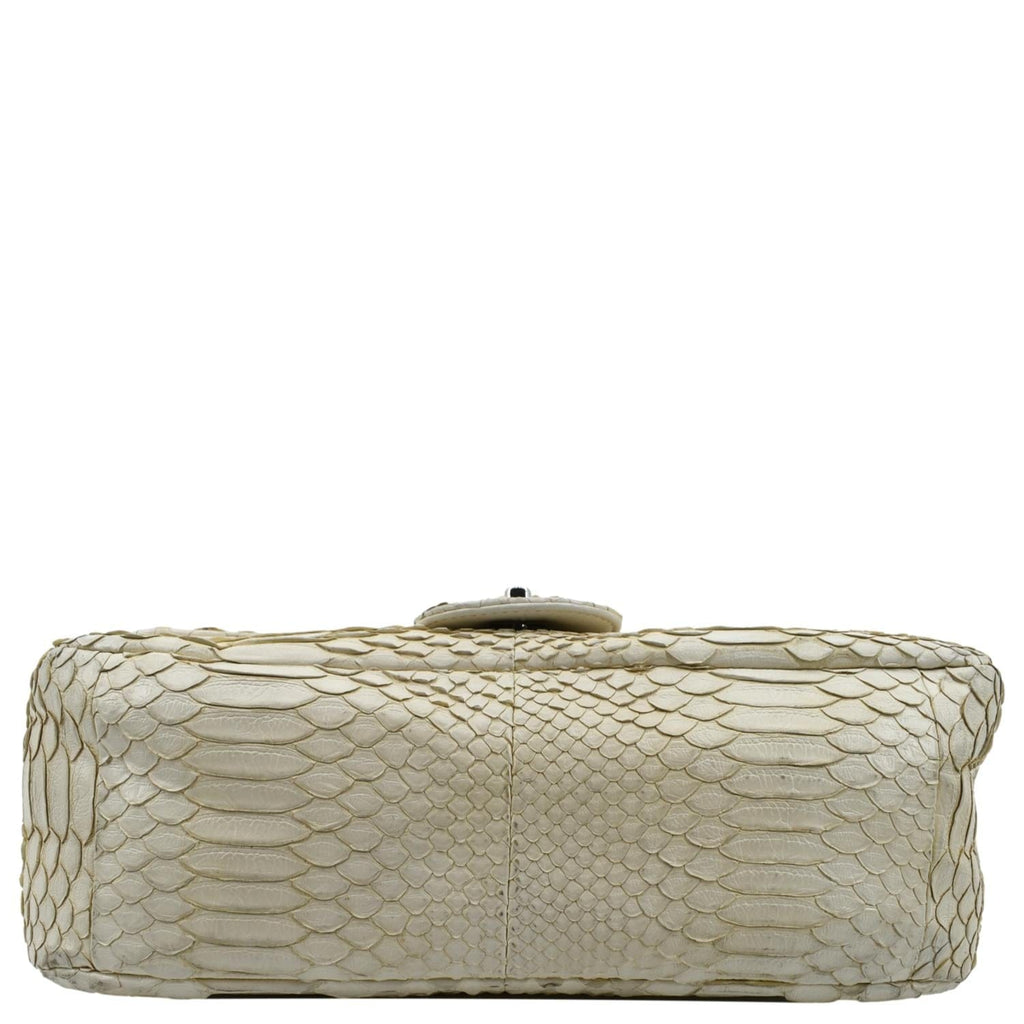 CHANEL Flap Python Leather Crossbody Bag Ivory