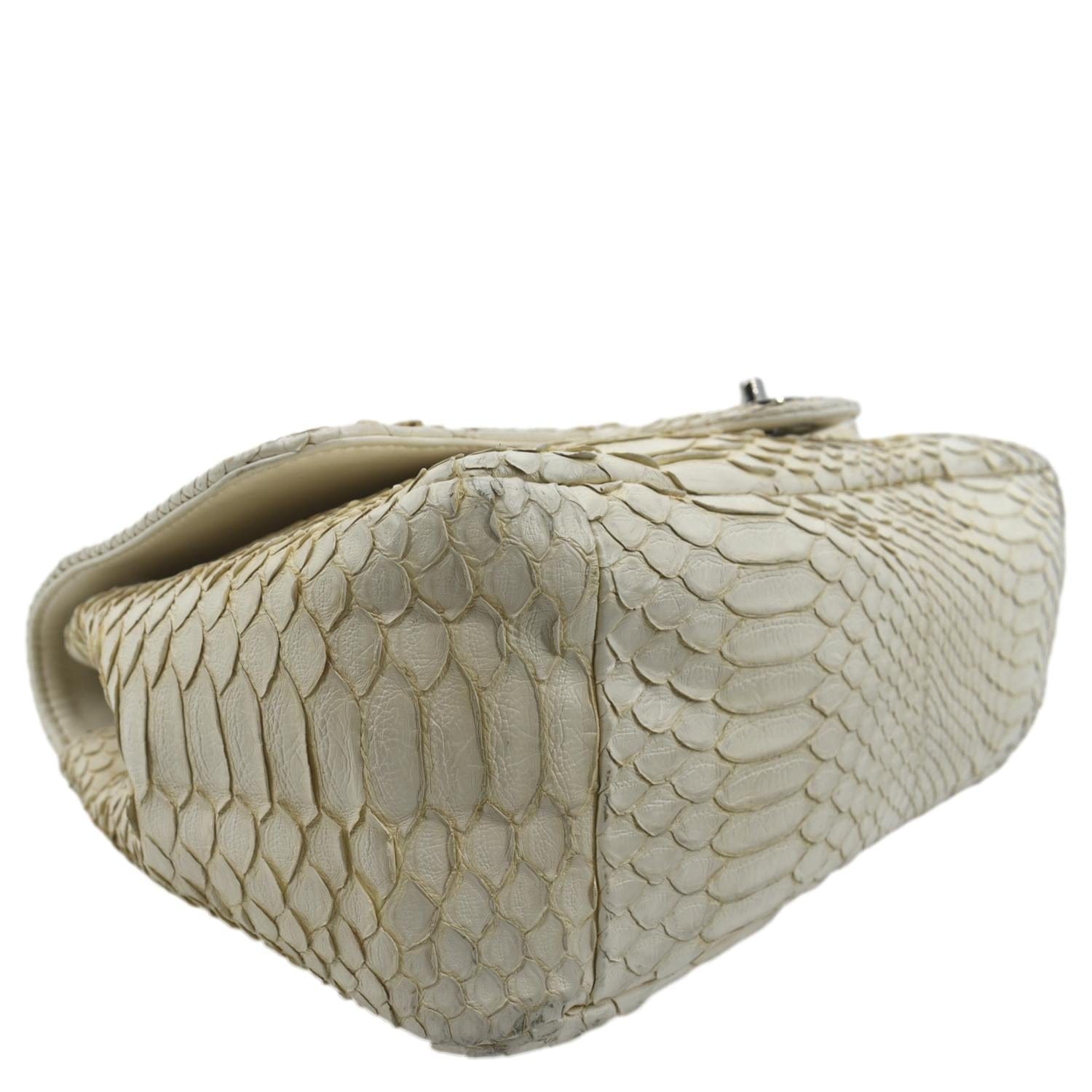 CHANEL Flap Python Leather Crossbody Bag Ivory