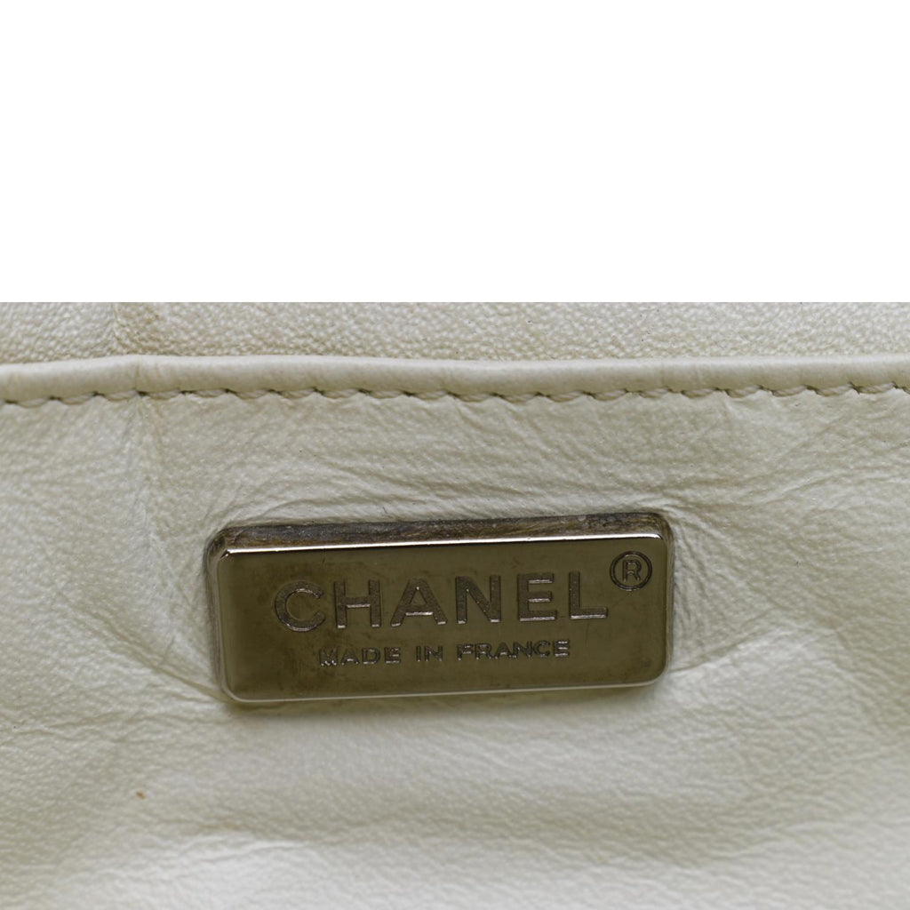 CHANEL Flap Python Leather Crossbody Bag Ivory