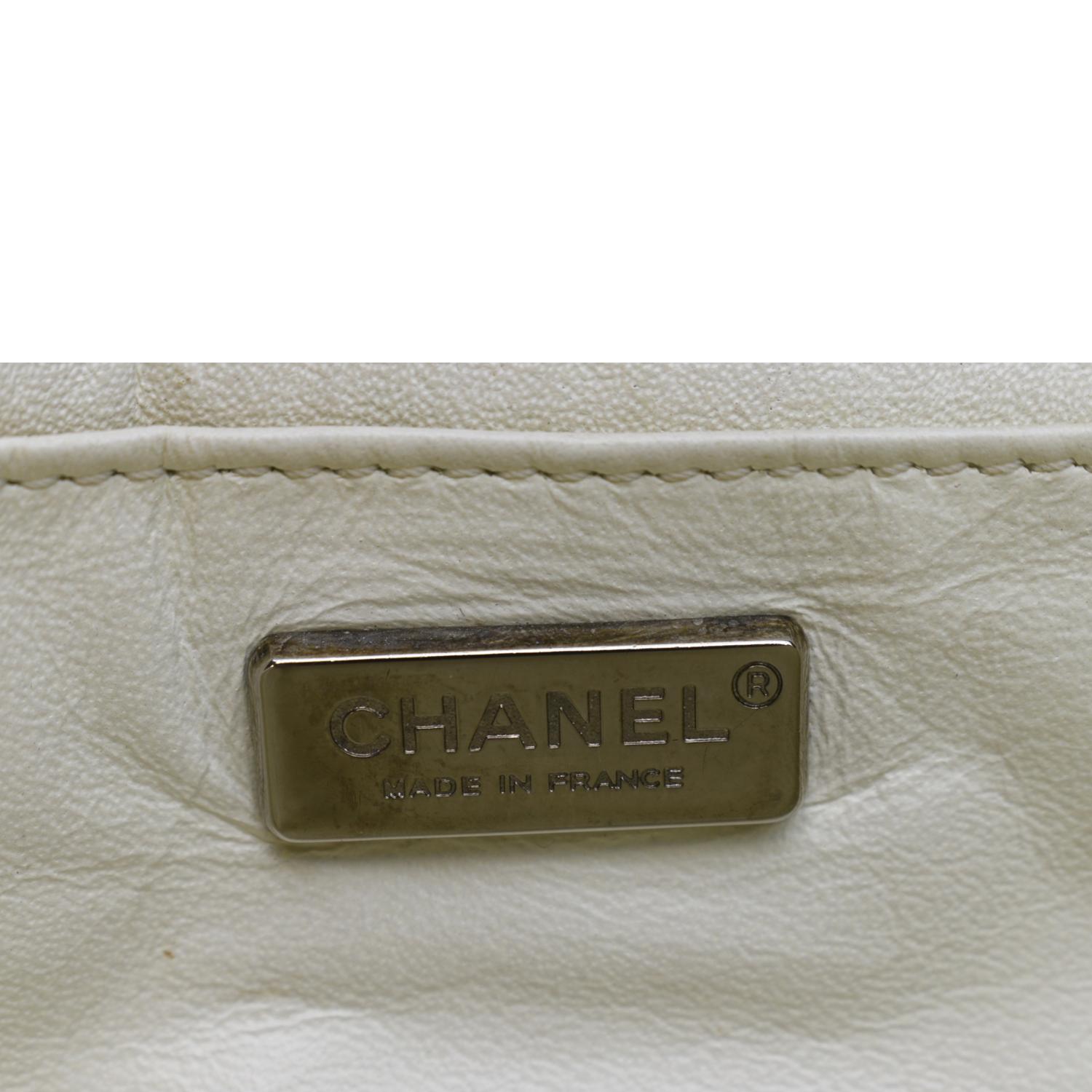 CHANEL Flap Python Leather Crossbody Bag Ivory