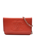 CHANEL Timeless WOC Caviar Leather Wallet on Chain Shoulder Bag Red