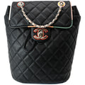 CHANEL Small Urban Spirit Quilted Lambskin Backpack Bag Black