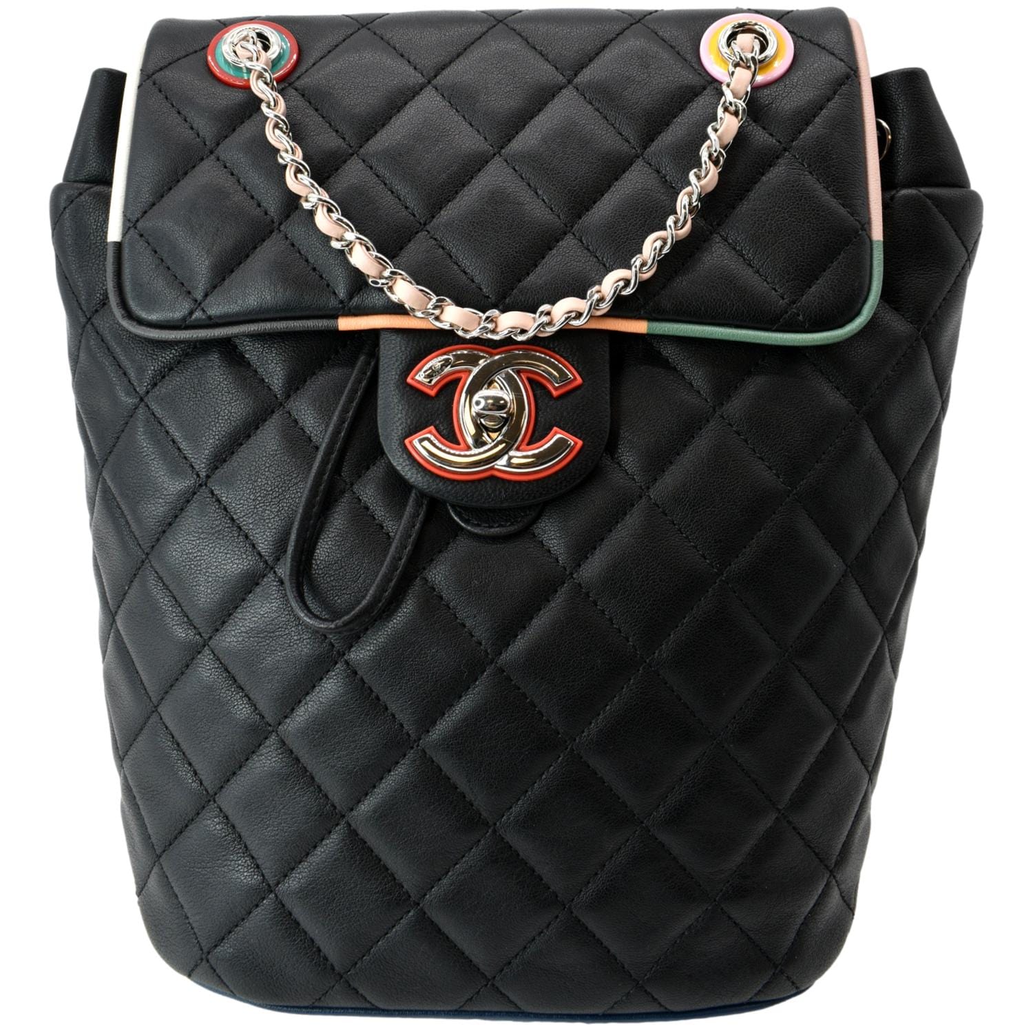 CHANEL Small Urban Spirit Quilted Lambskin Backpack Bag Black