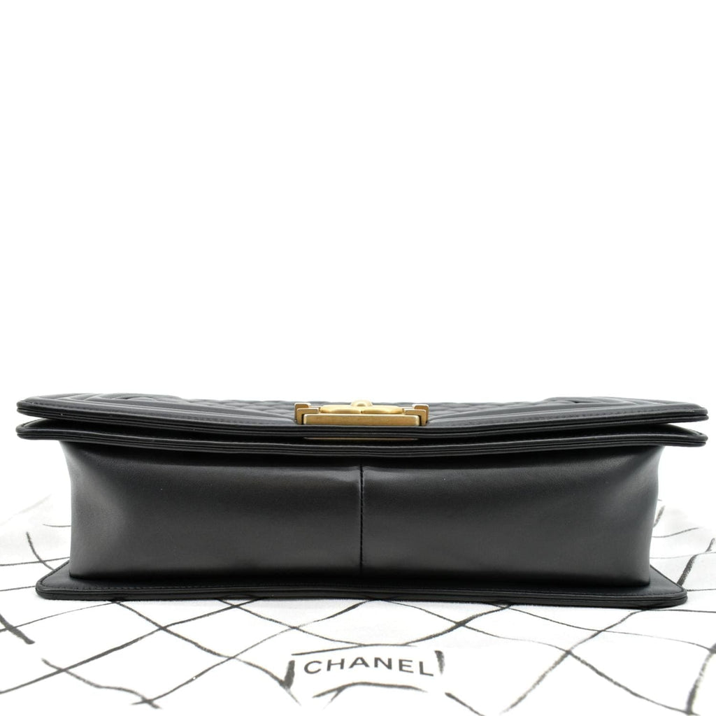 CHANEL Medium Boy Flap Calf Leather Shoulder Bag Black
