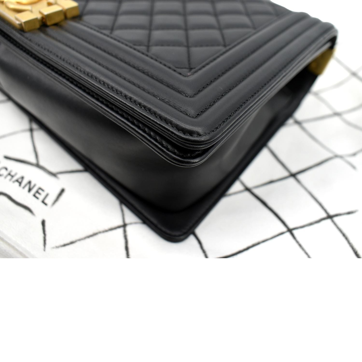 CHANEL Medium Boy Flap Calf Leather Shoulder Bag Black
