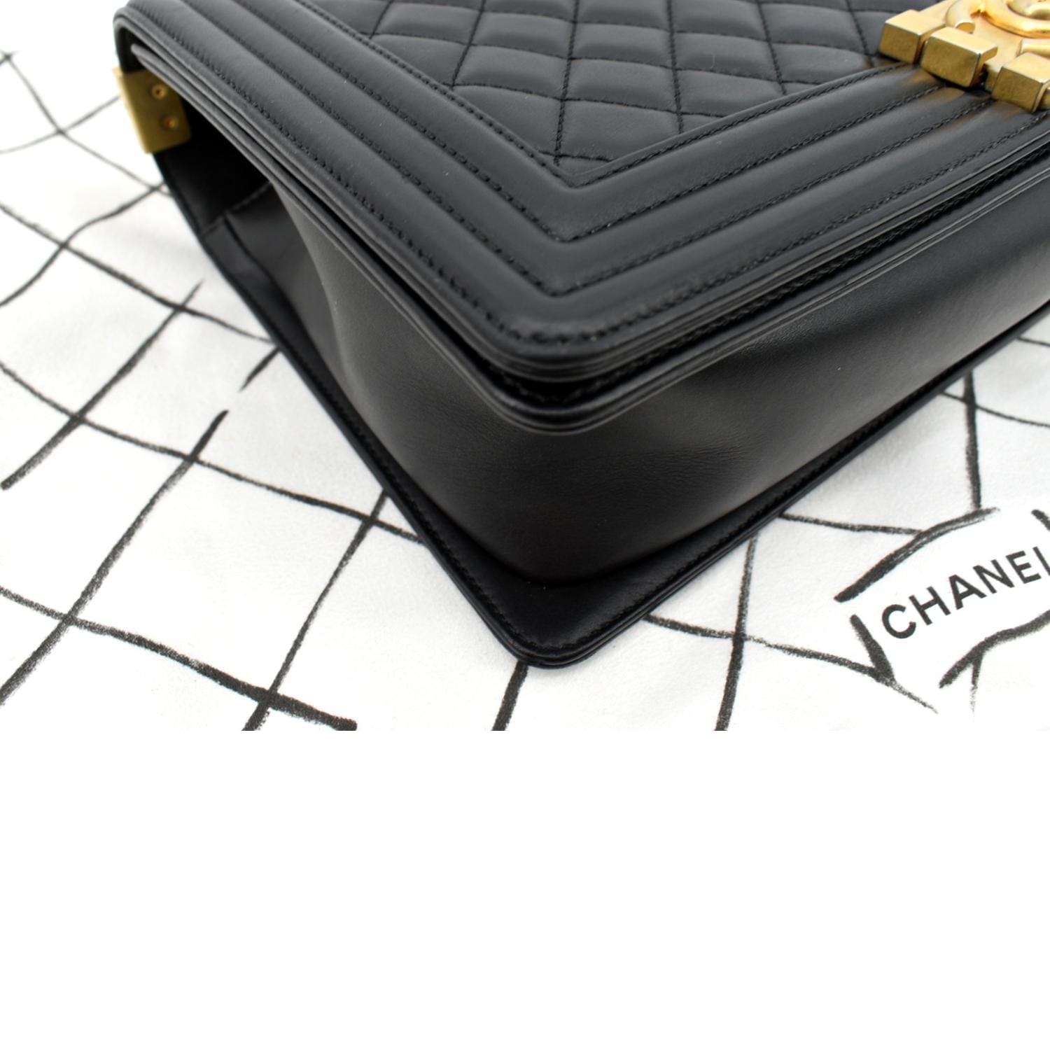 CHANEL Medium Boy Flap Calf Leather Shoulder Bag Black