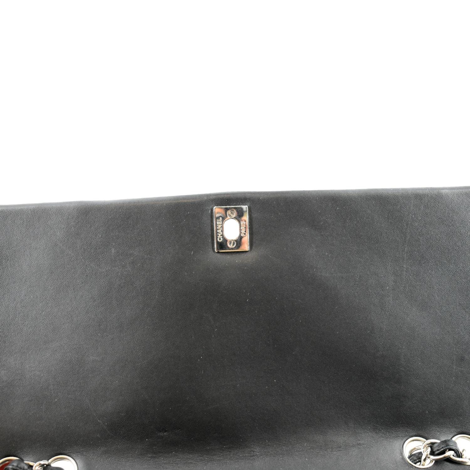 CHANEL Surpique Chevron Medium Lambskin Leather Flap Crossbody Bag Black