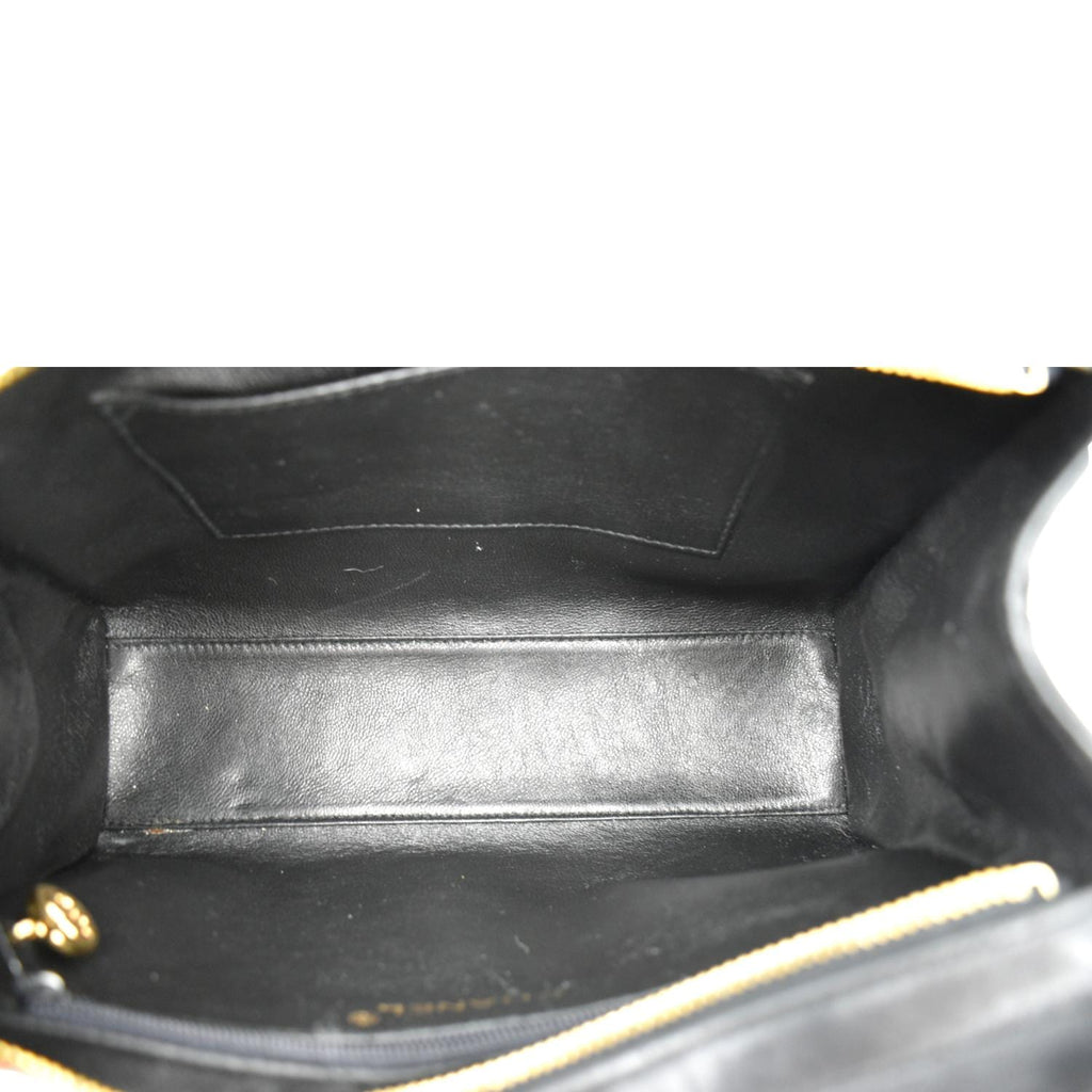 CHANEL Small Vintage Lambskin Leather Handbag Black
