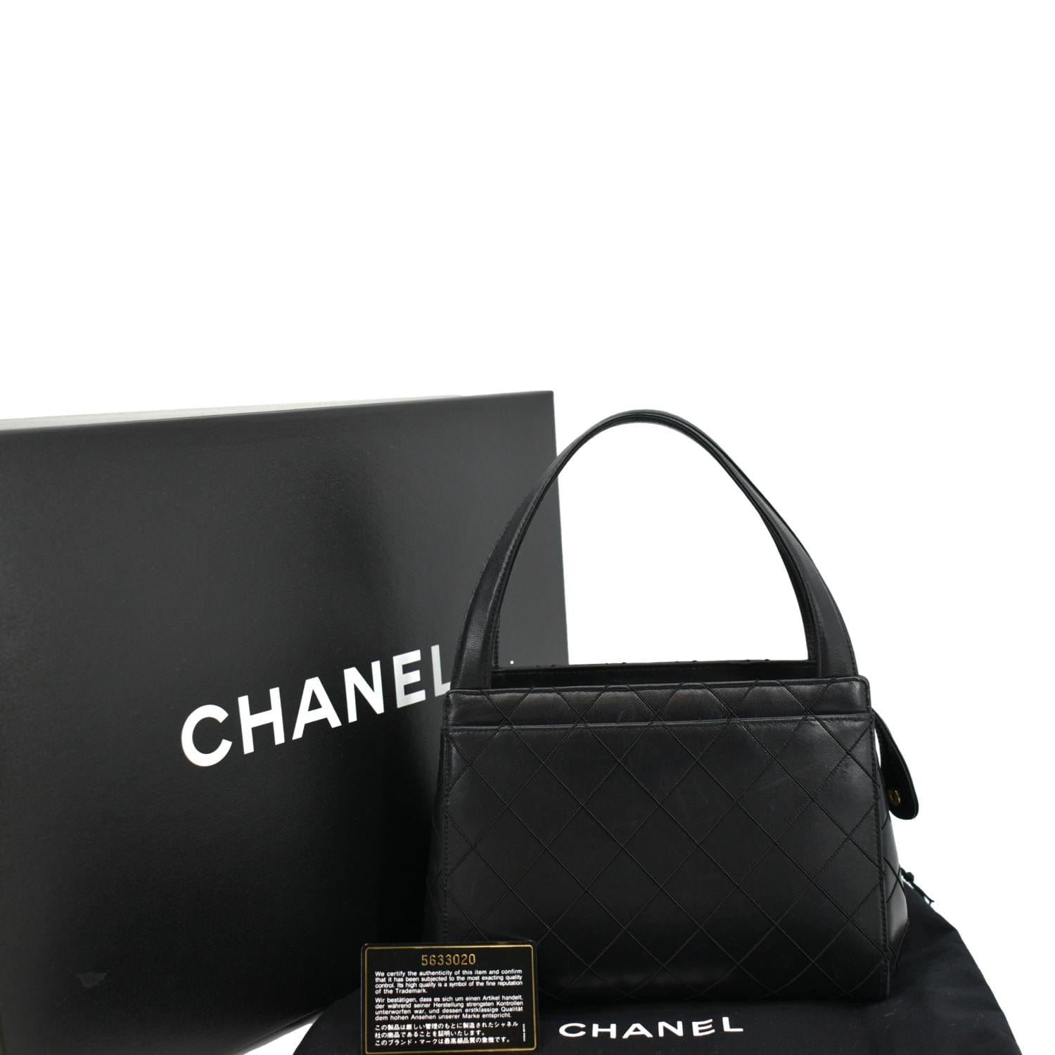CHANEL Small Vintage Lambskin Leather Handbag Black