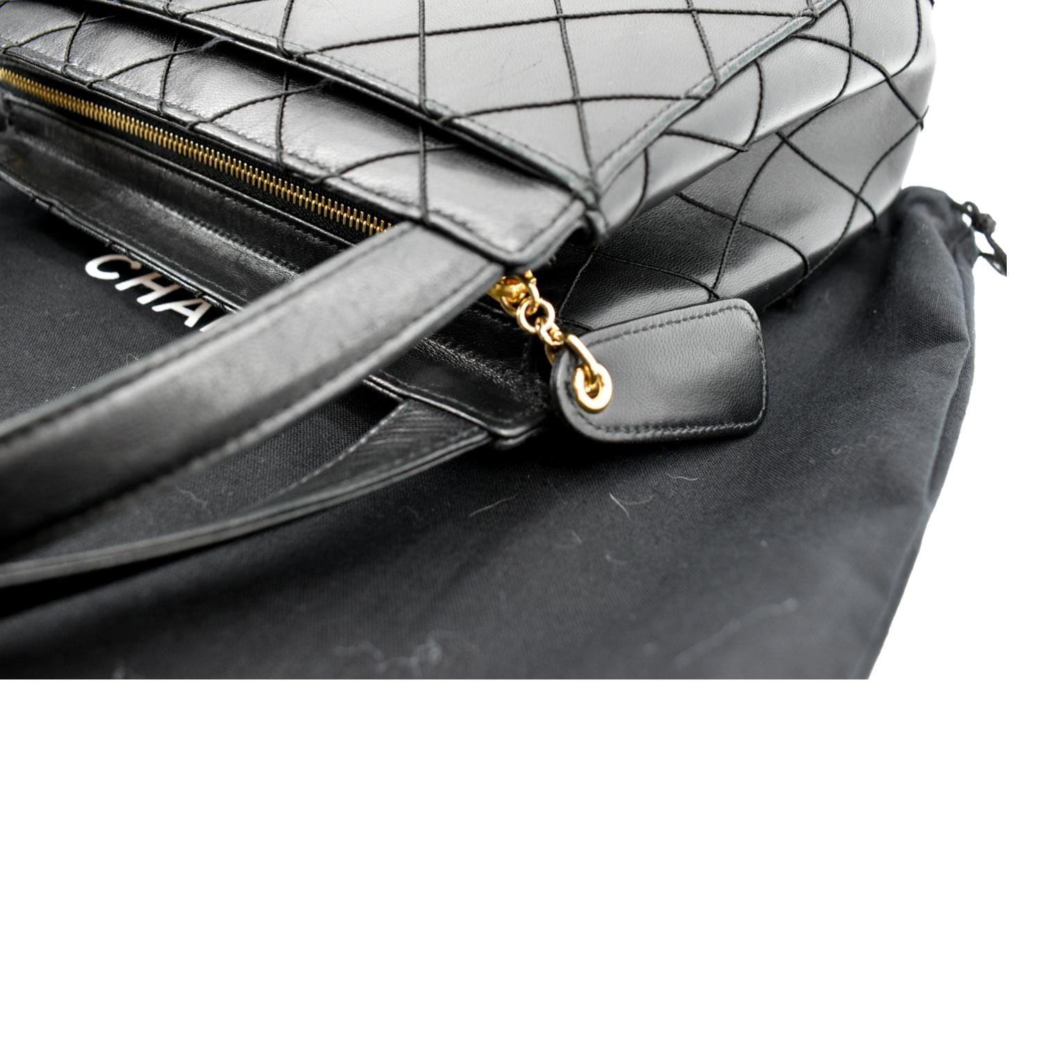 CHANEL Small Vintage Lambskin Leather Handbag Black