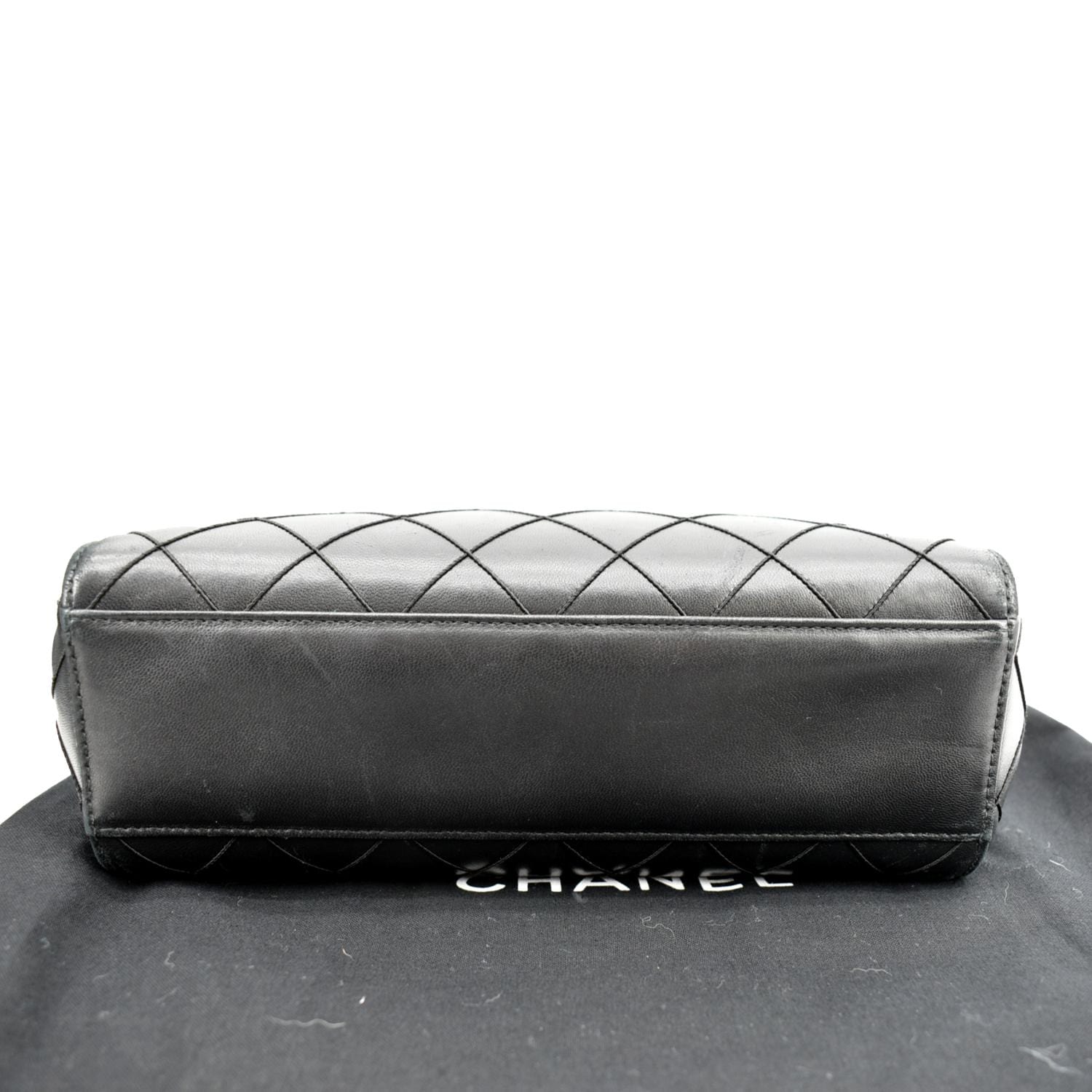 CHANEL Small Vintage Lambskin Leather Handbag Black