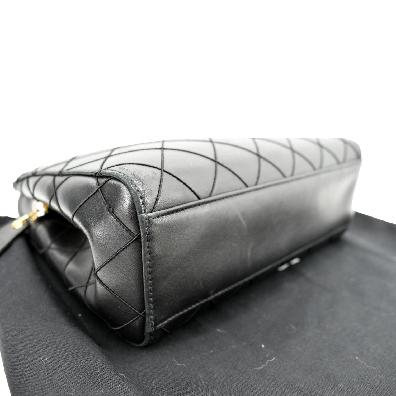 CHANEL Small Vintage Lambskin Leather Handbag Black