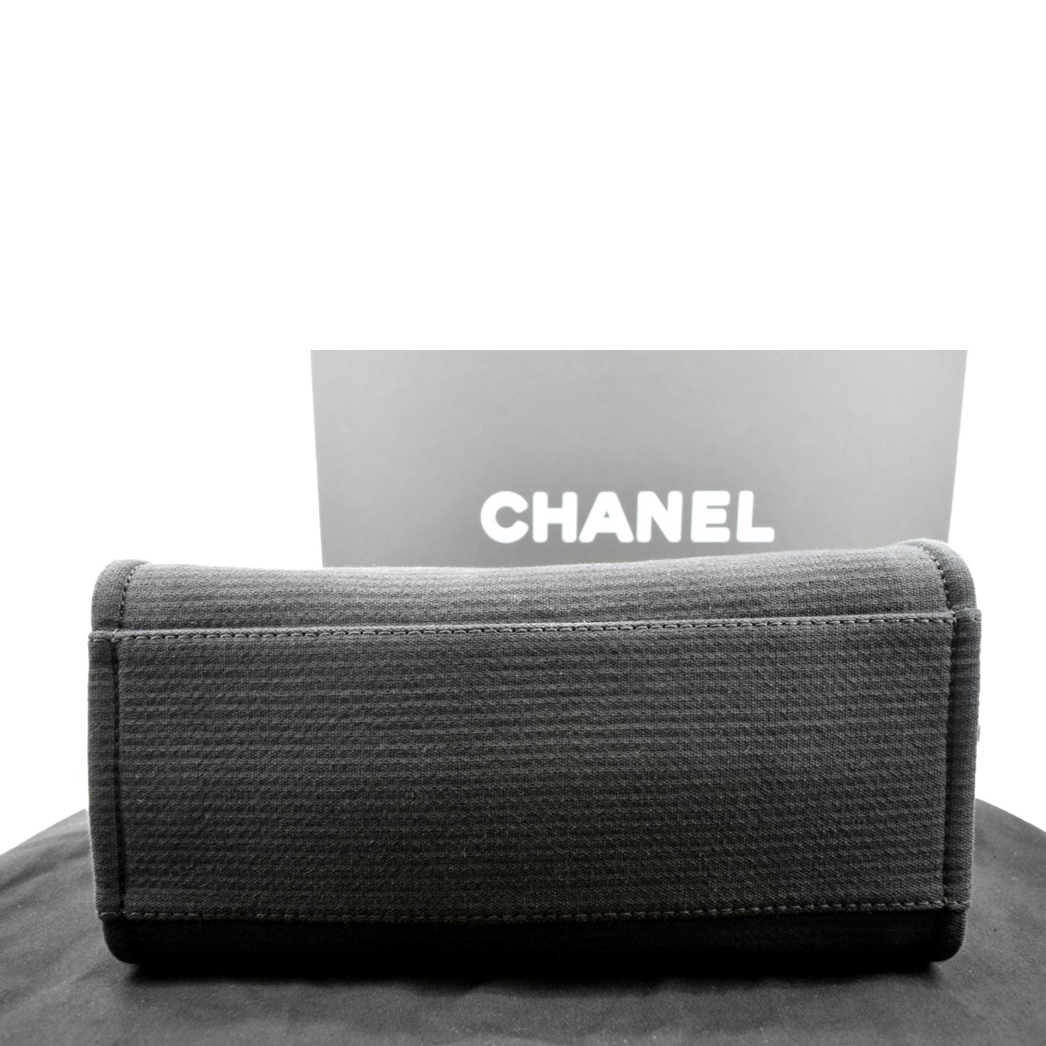 CHANEL Deauville Small Canvas Leather Tote Bag Dark Blue
