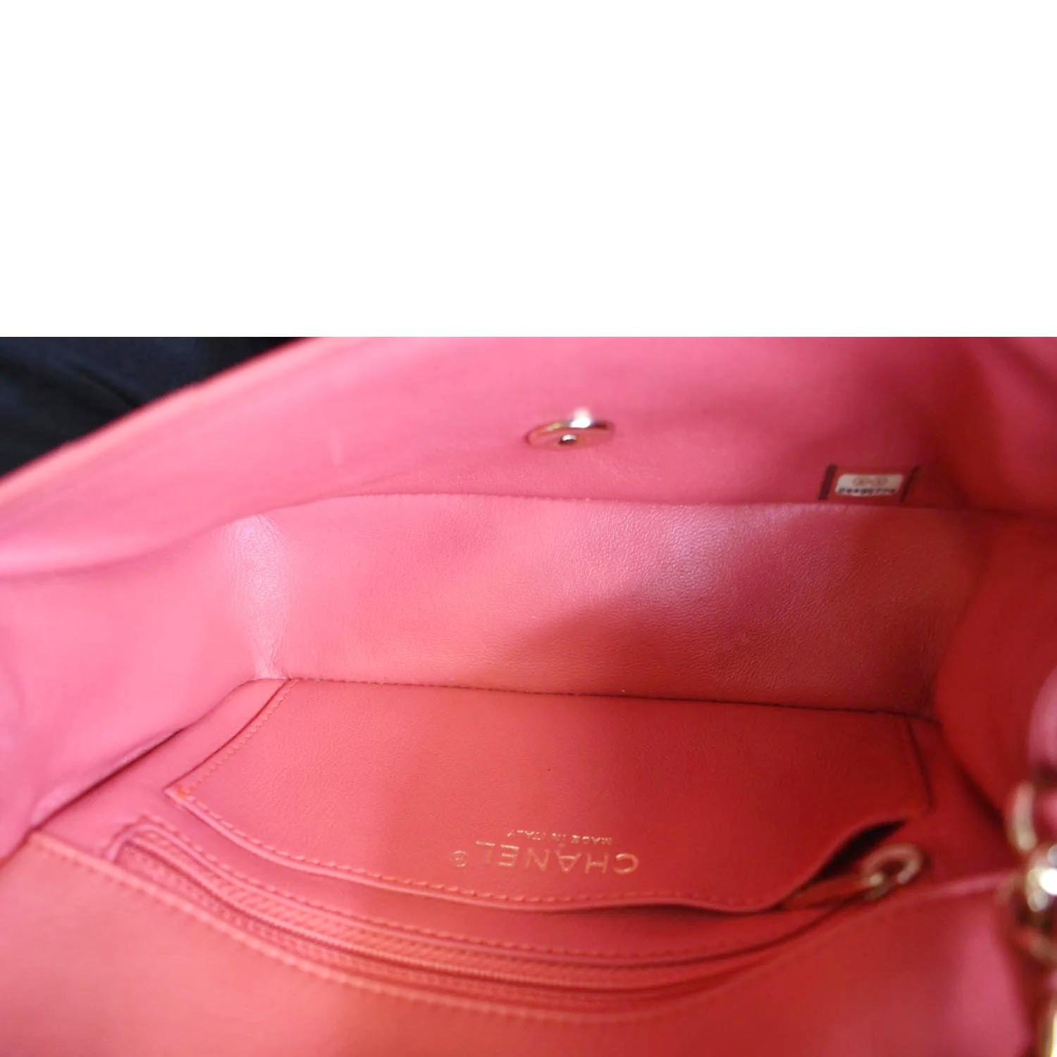 CHANEL Timeless Classic Square Flap Chevron Calfskin Leather Crossbody Bag Pink
