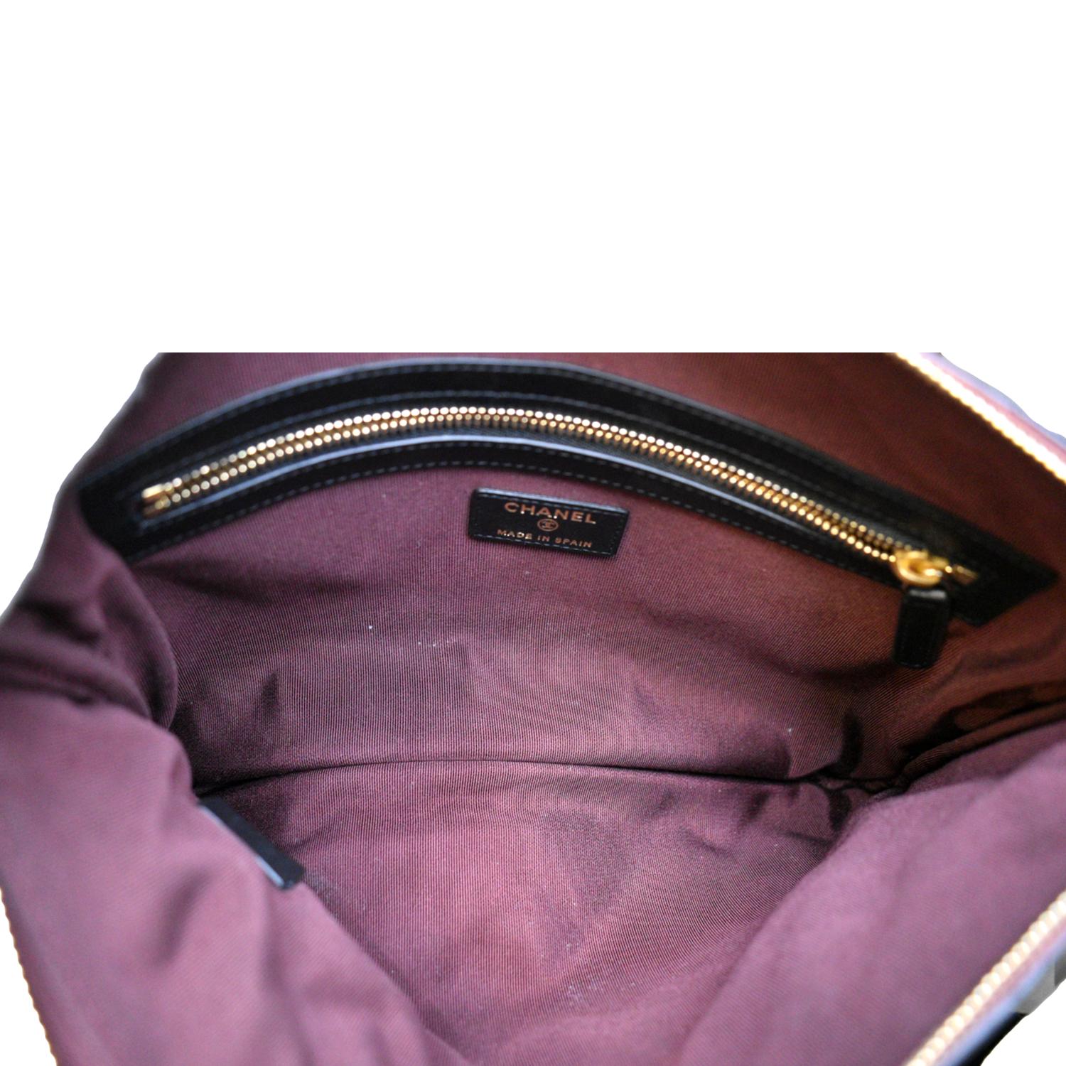CHANEL Leather O-Case Zip Pouch Black