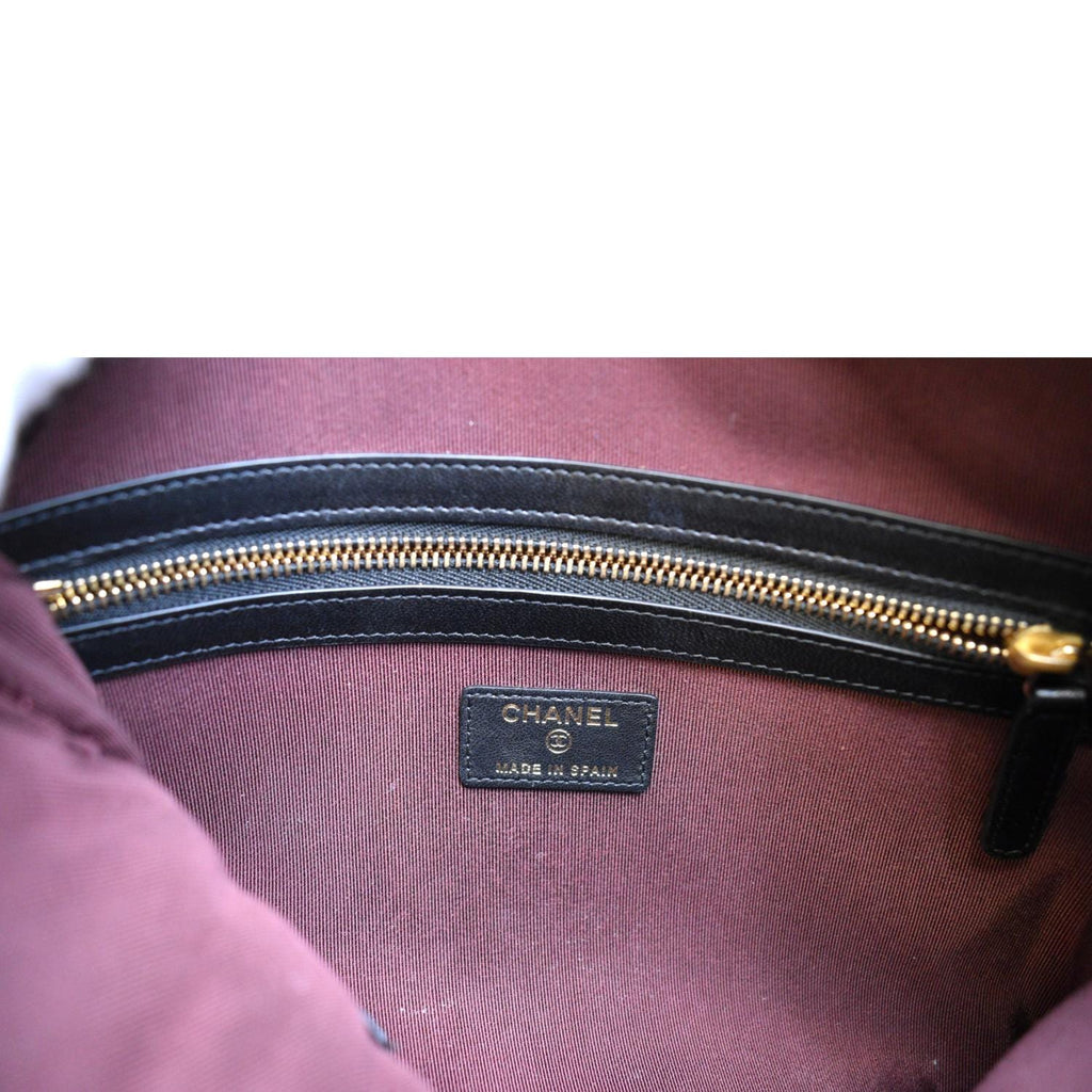 CHANEL Leather O-Case Zip Pouch Black