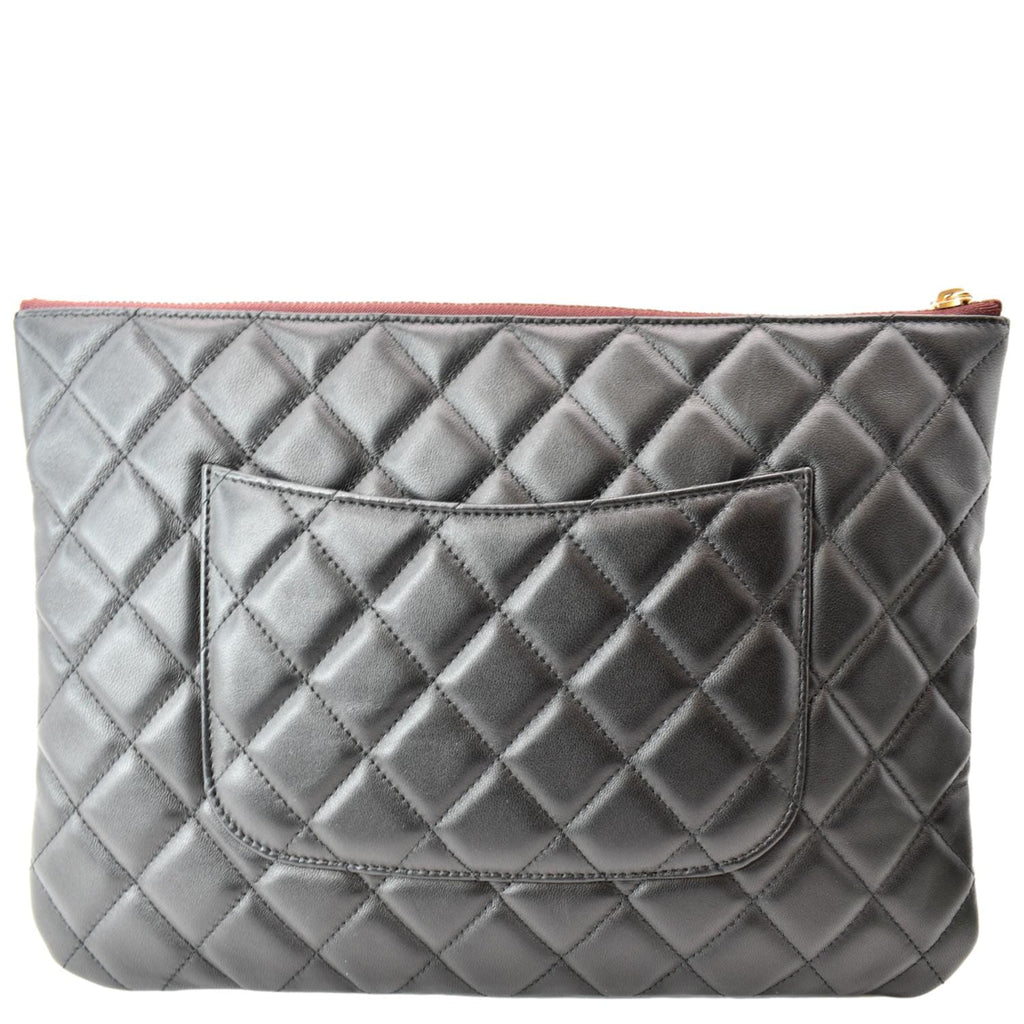 CHANEL Leather O-Case Zip Pouch Black