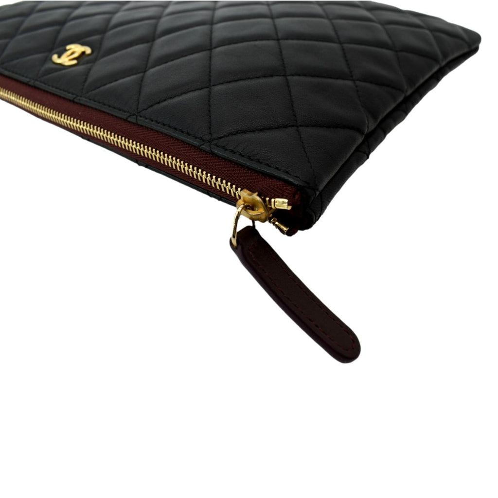 CHANEL Leather O-Case Zip Pouch Black