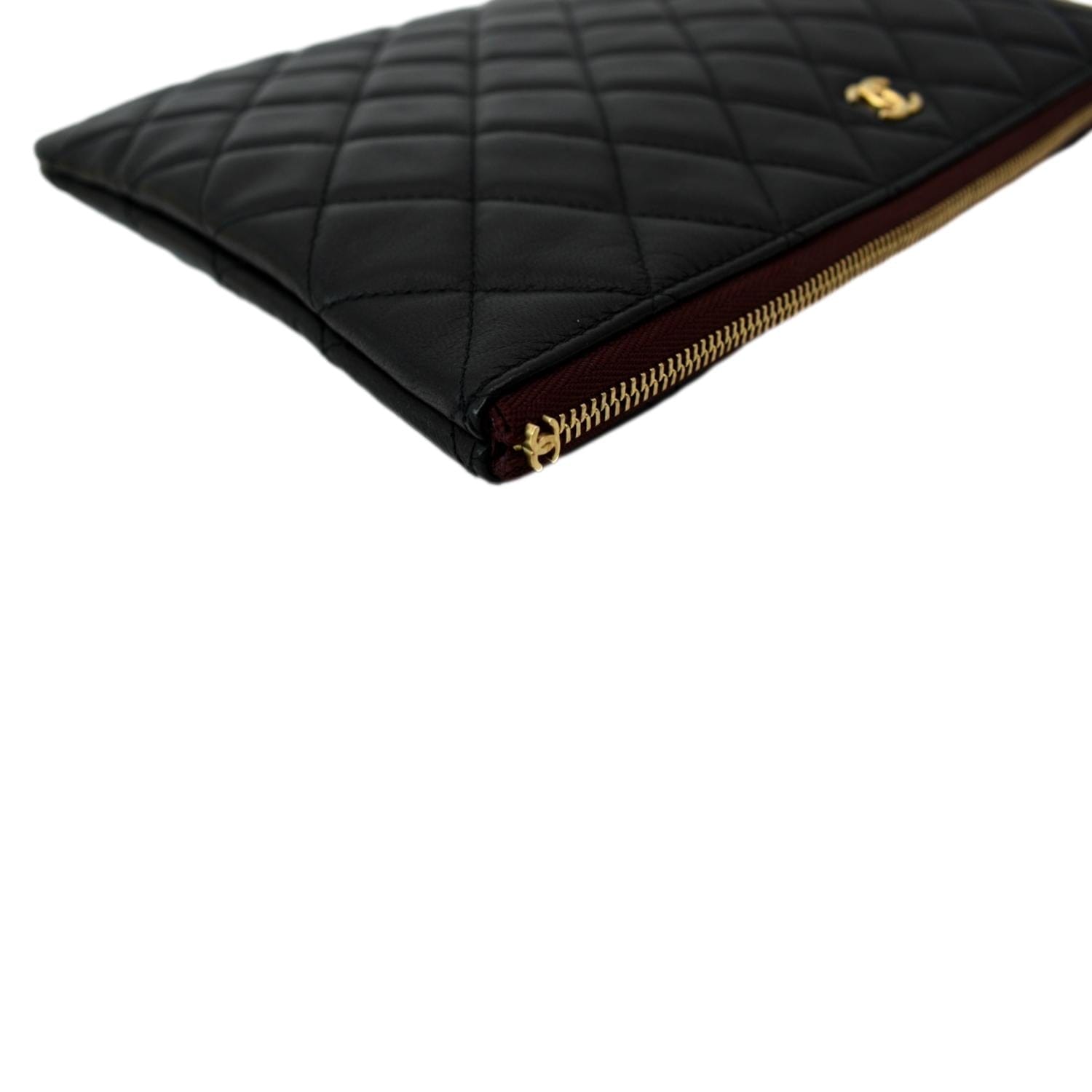 CHANEL Leather O-Case Zip Pouch Black