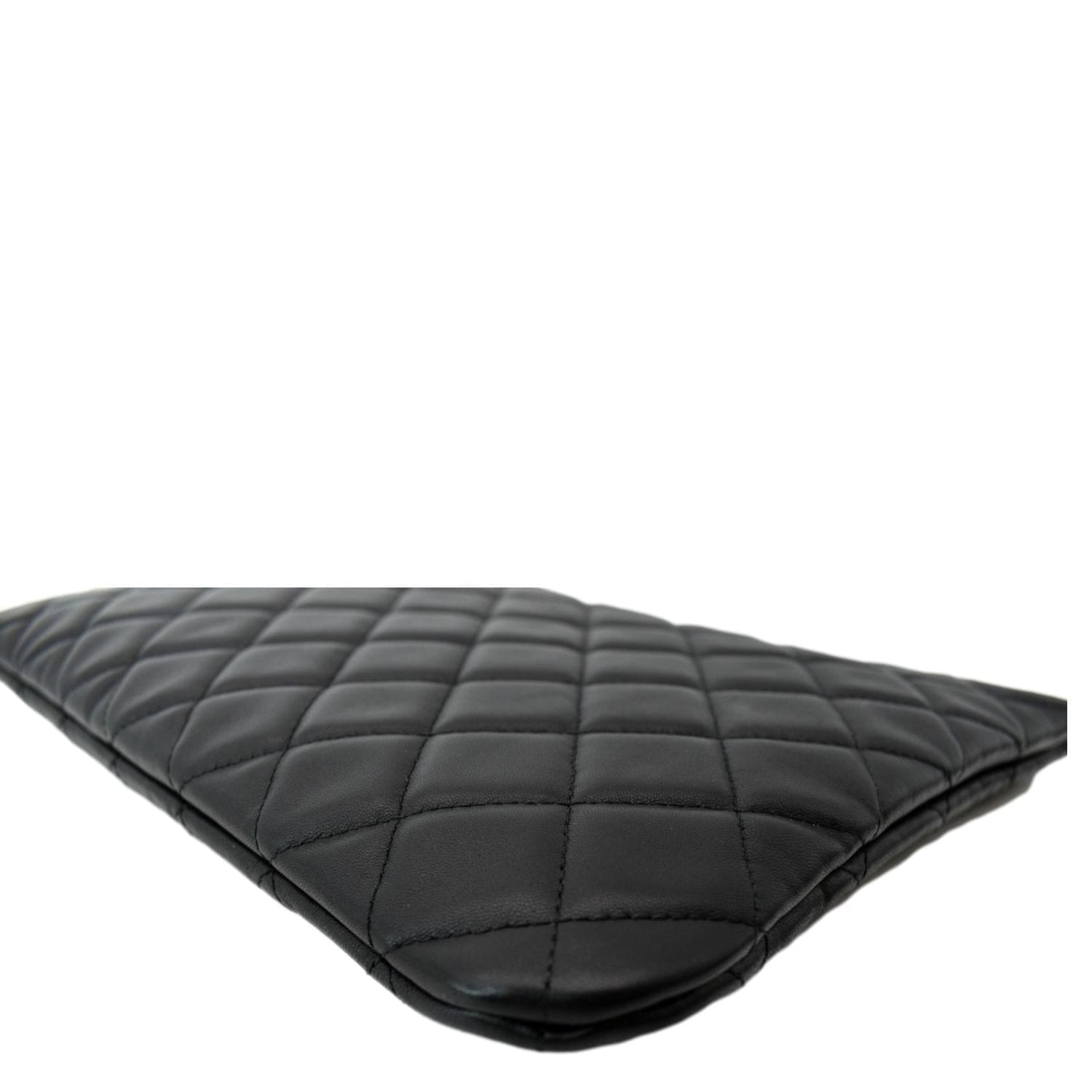 CHANEL Leather O-Case Zip Pouch Black