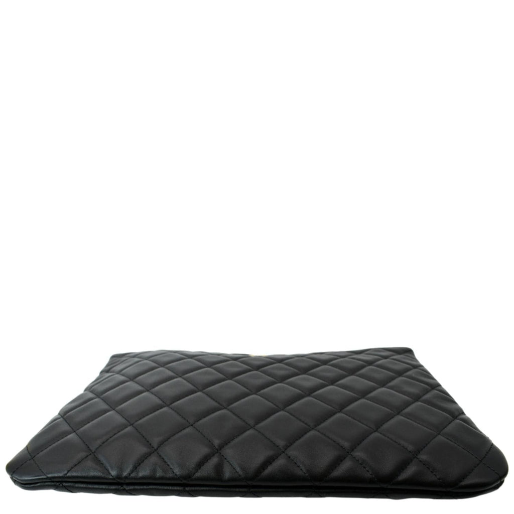 CHANEL Leather O-Case Zip Pouch Black