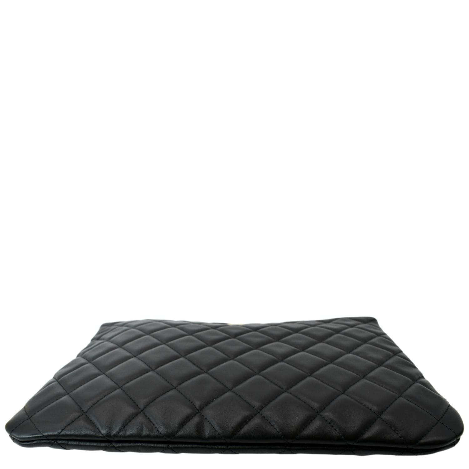 CHANEL Leather O-Case Zip Pouch Black