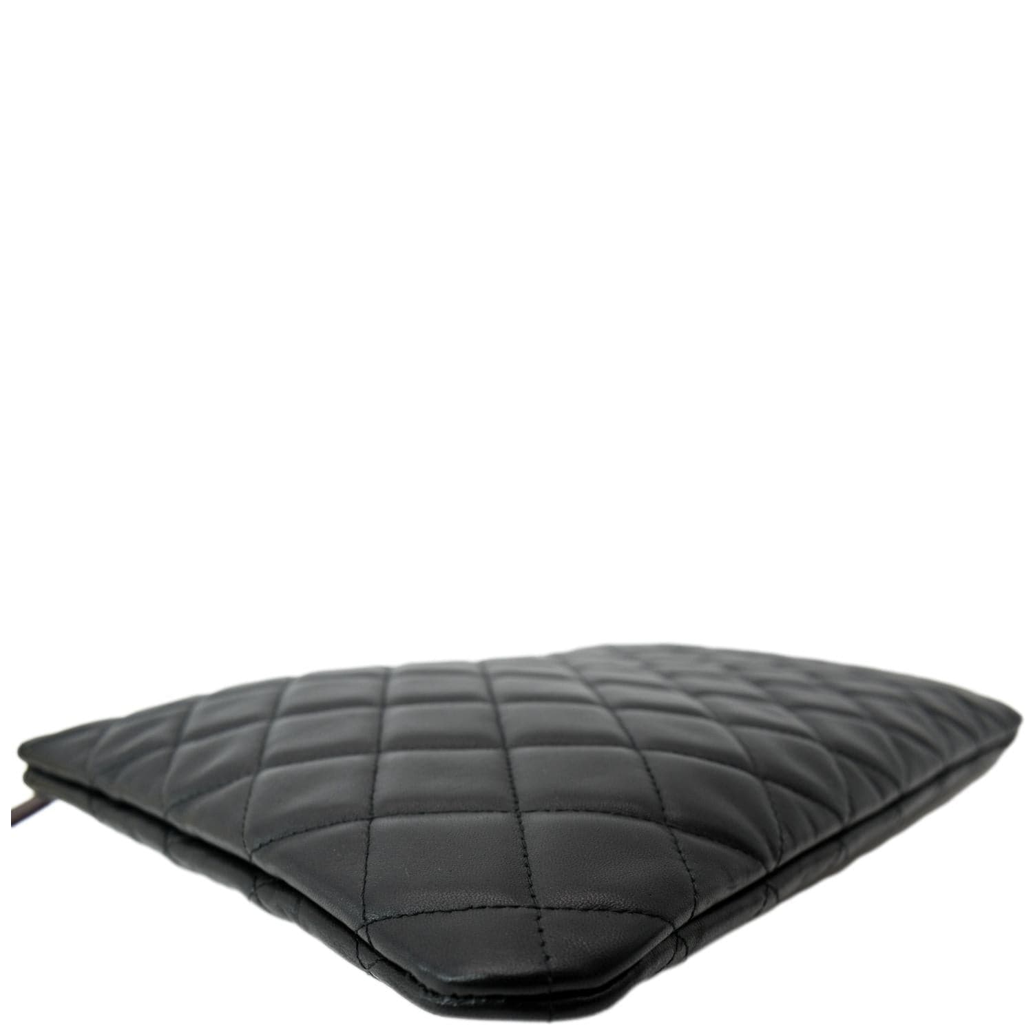 CHANEL Leather O-Case Zip Pouch Black