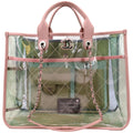 CHANEL Coco Splash Lambskin PVC Quilted Shopping Tote Pink