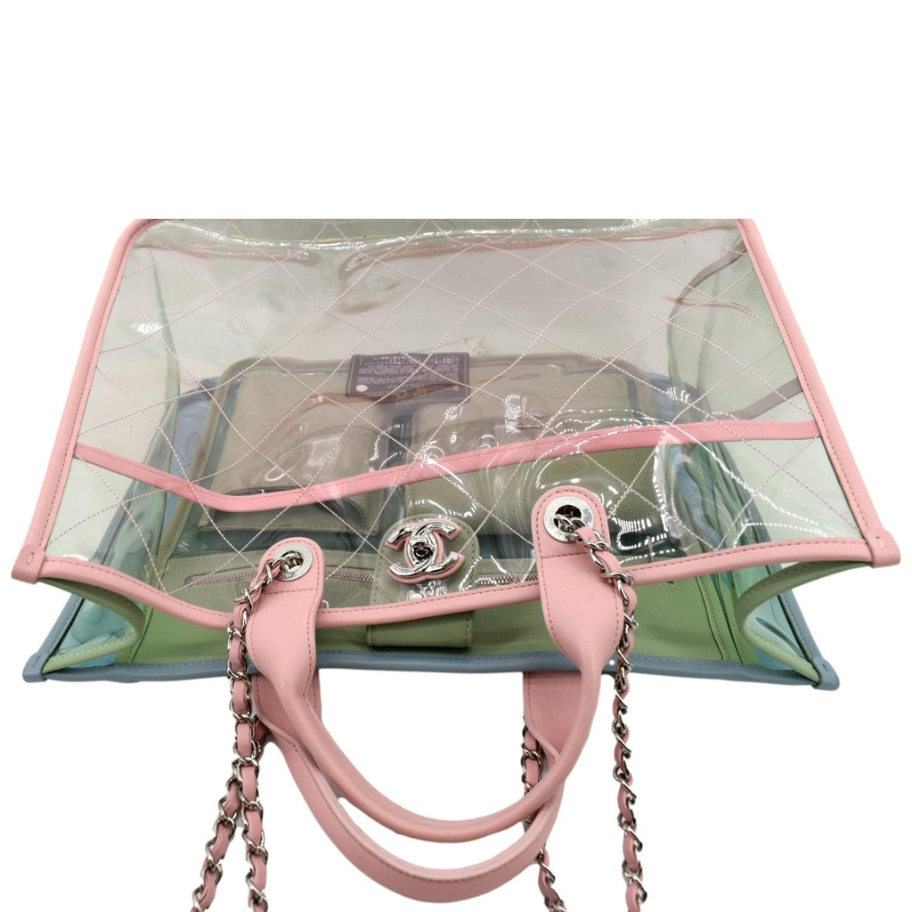 CHANEL Coco Splash Lambskin PVC Quilted Shopping Tote Pink
