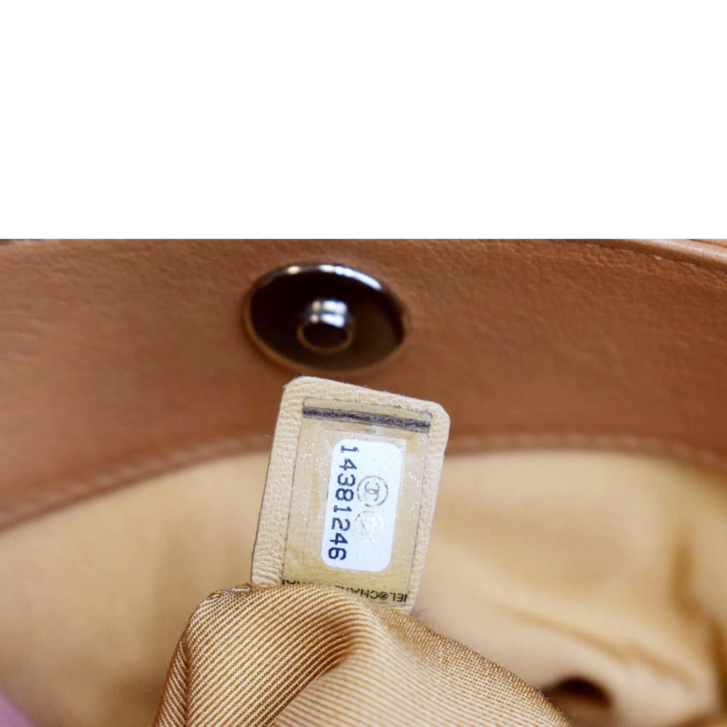 CHANEL Chain Around Quilted Lambskin Leather Hobo Bag Beige