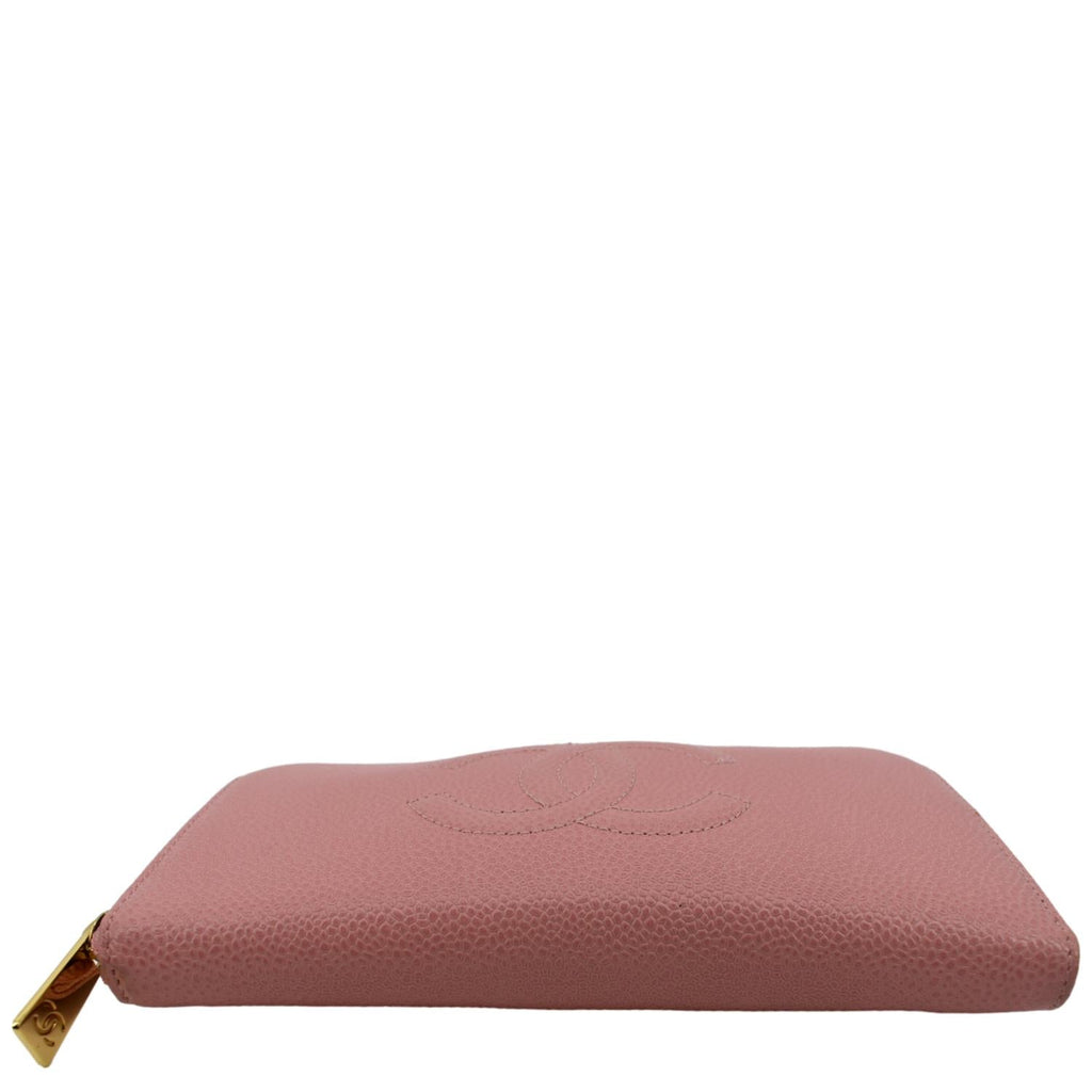CHANEL CC Timeless Caviar Zip Around Wallet Pink