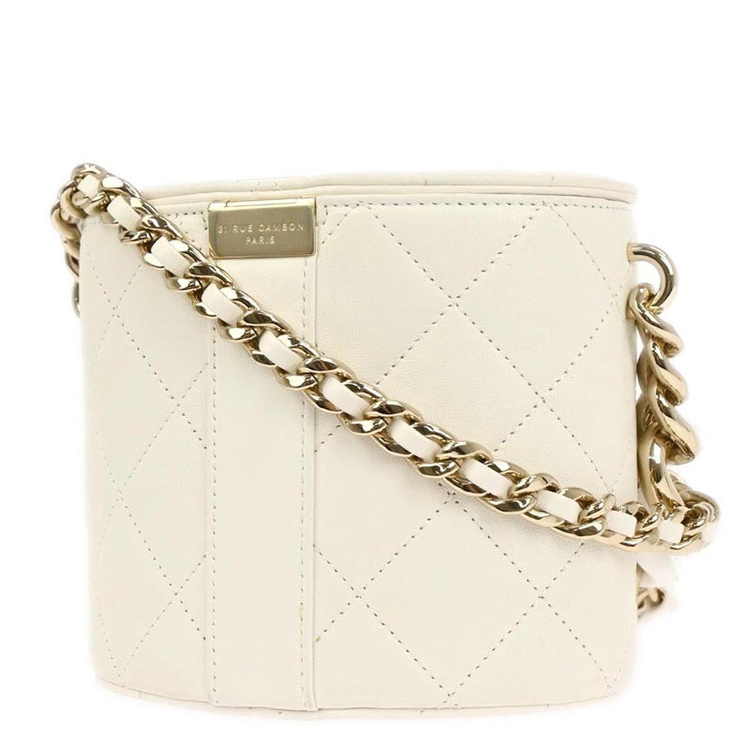 Chanel White Lambskin Vanity Shoulder Bag