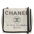 Chanel 2015-2016 Gray Nylon Canvas Deauville Shoulder Bag