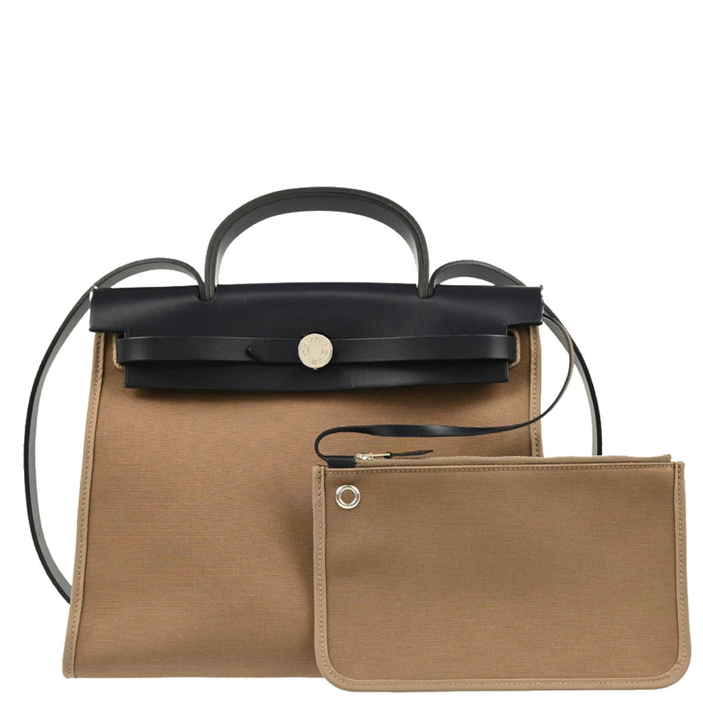 Hermes 2017 Brown Black Officier Herbag Zip PM 2 in 1 Tote Bag