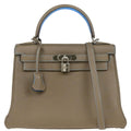 Hermes 2010 Etoupe Turquoise Togo Kelly Eclat 28 Retourne 2way Shoulder Handbag