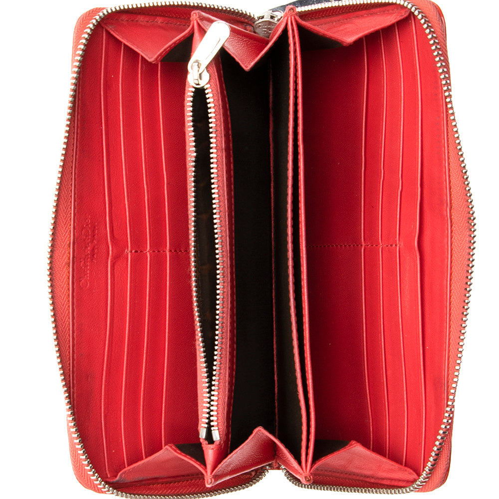 Dior Cannage Patent Leather Zip Wallet (SHF-18377)