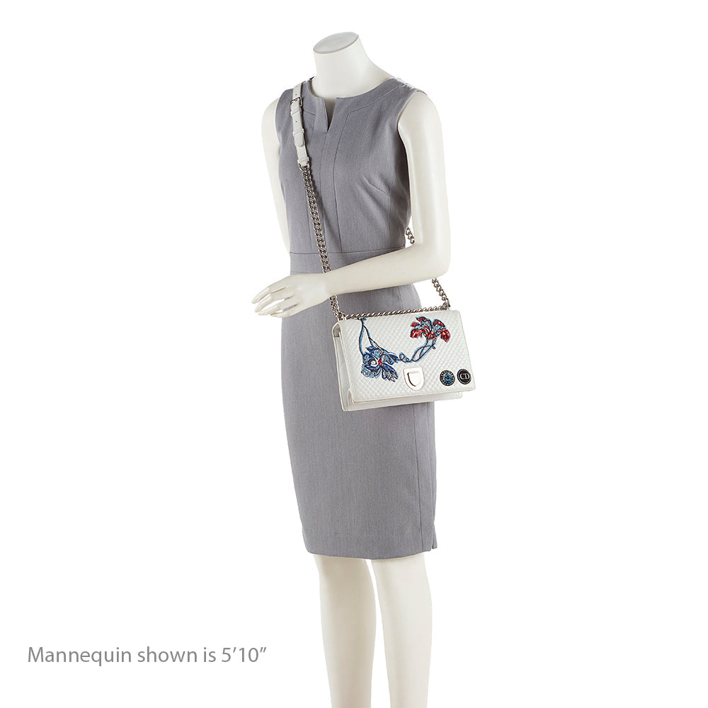 Dior Leather Embroidered Diorama Flap Shoulder Bag (SHF-17631)