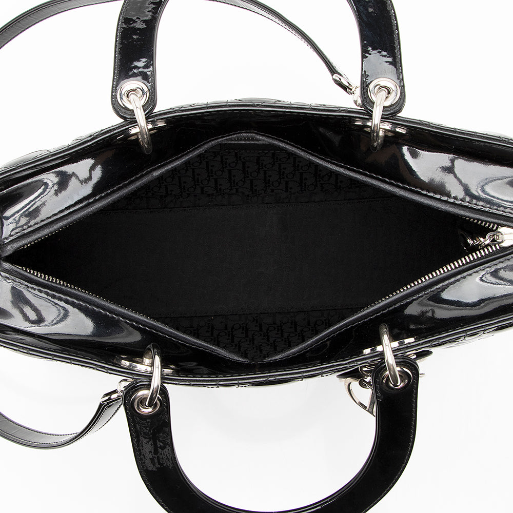 Dior Patent Leather Lady Dior Large Tote (SHF-17675)