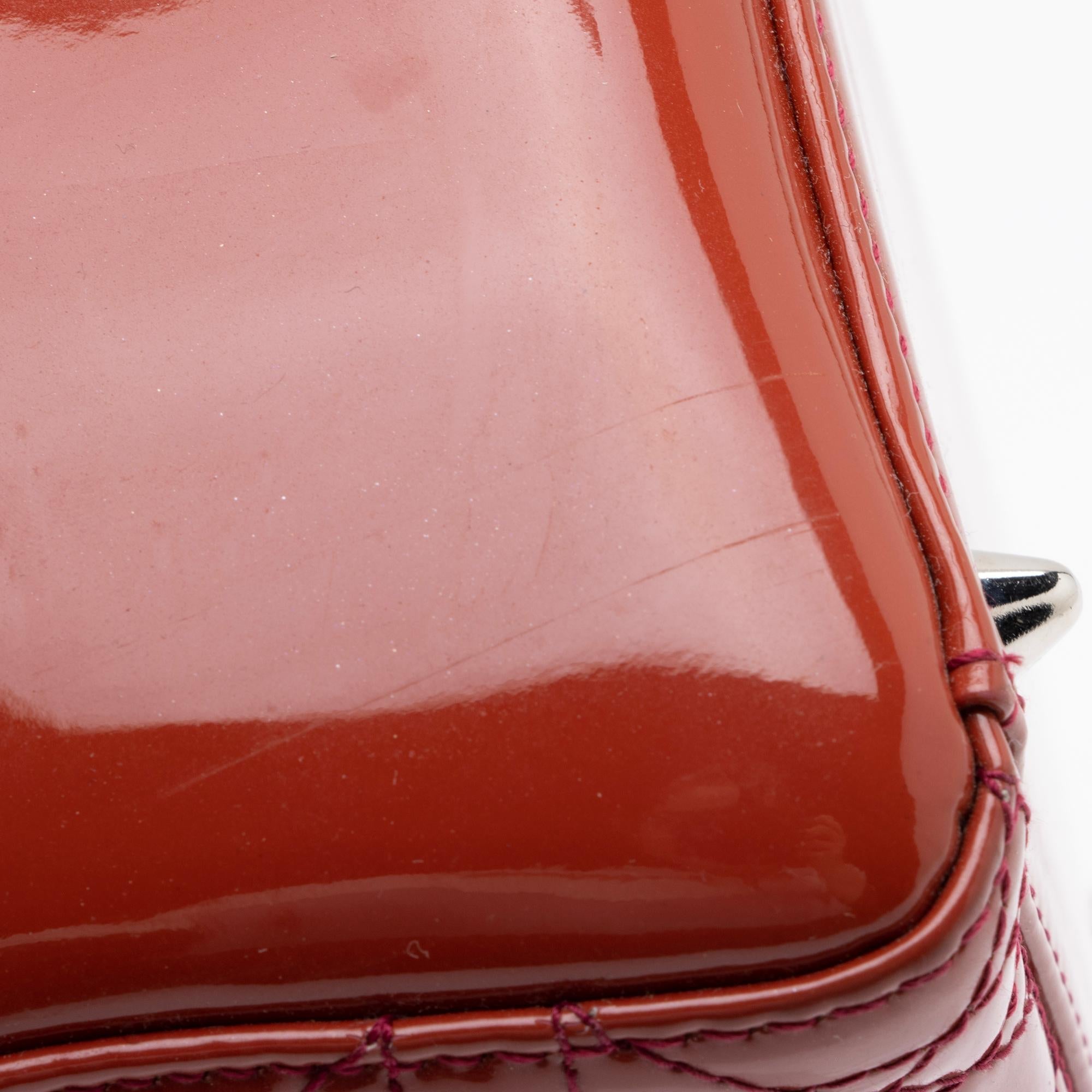 Dior Patent Leather Lady Dior Medium Tote (SHF-23564)
