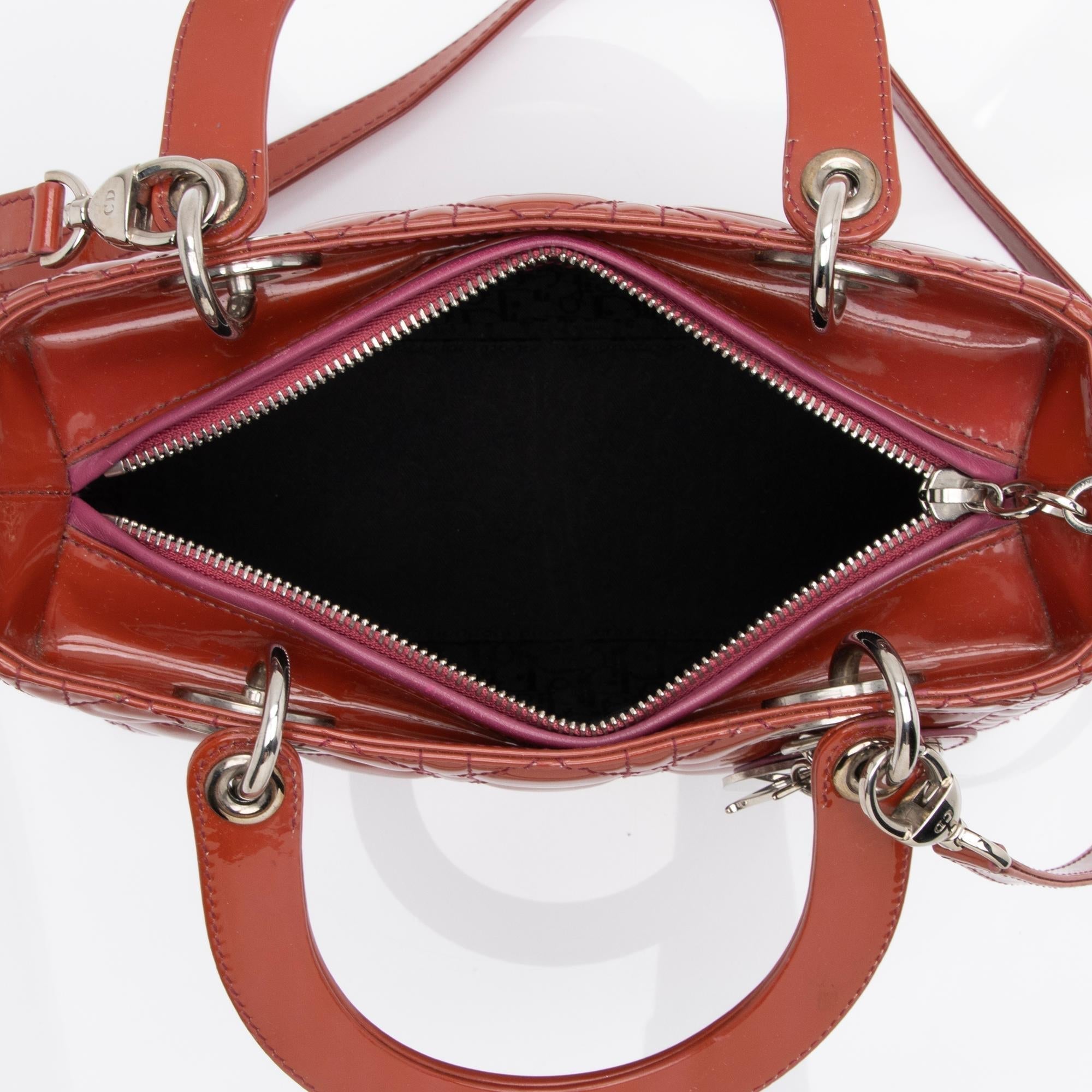 Dior Patent Leather Lady Dior Medium Tote (SHF-23564)